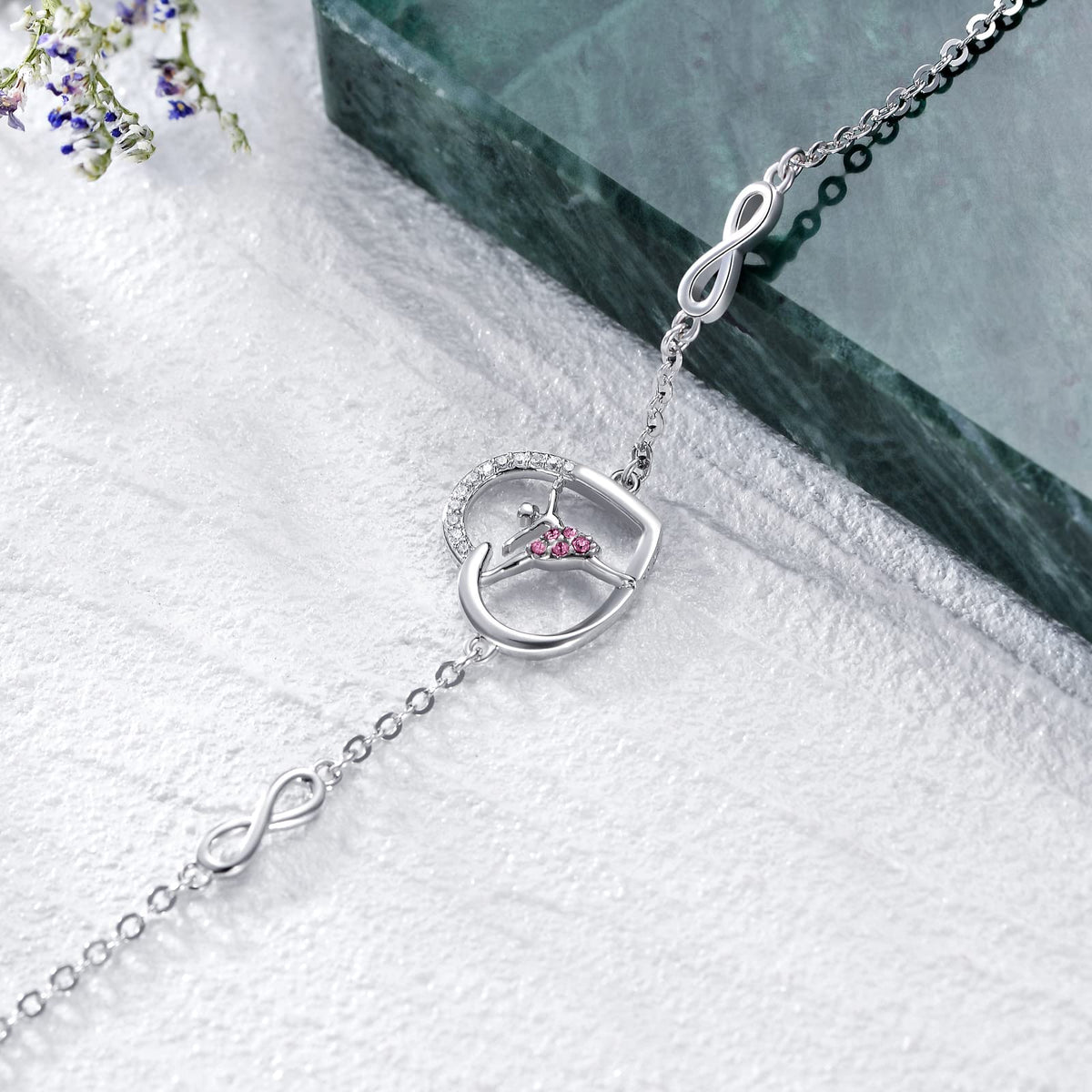 AOBOCO Ballerina Bracelet 925 Sterling Silver Ballet Dancer Jewelry with Crystals from Austria, Christmas Ballet Themed 