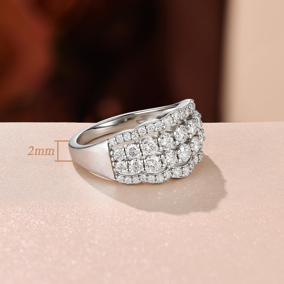 Wuziwen Moissanite Wide Wedding Bands for Women Engagement Eternity Rings – alternate angle