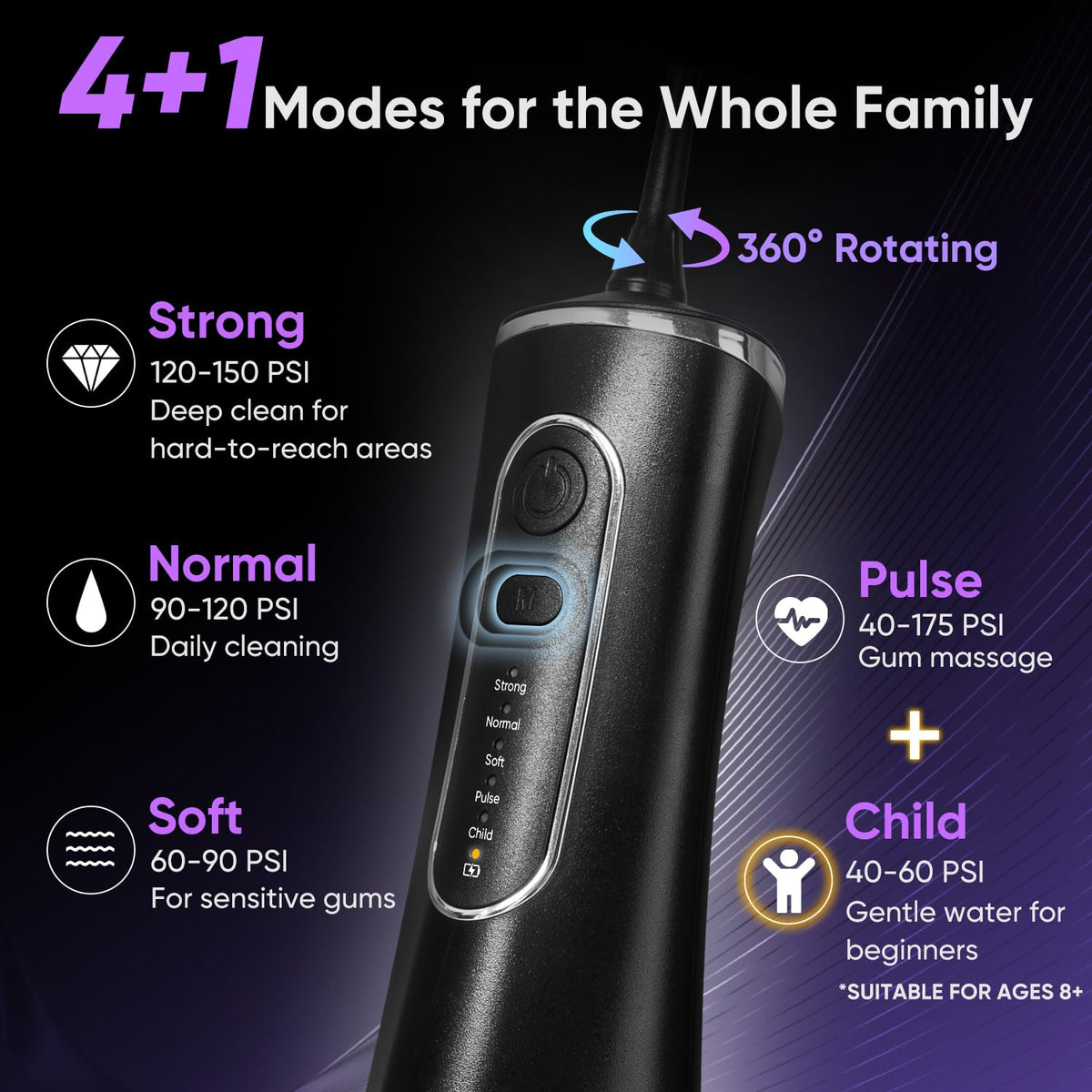 MySmile LP211 Water Flosser Cordless with 8 Tips, 260ML Tank – packaging and label