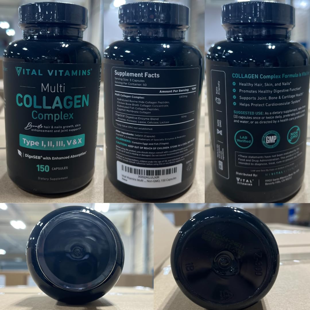 Vital Vitamins Multi Collagen Peptides Complex for Women & Men, 150 Pills