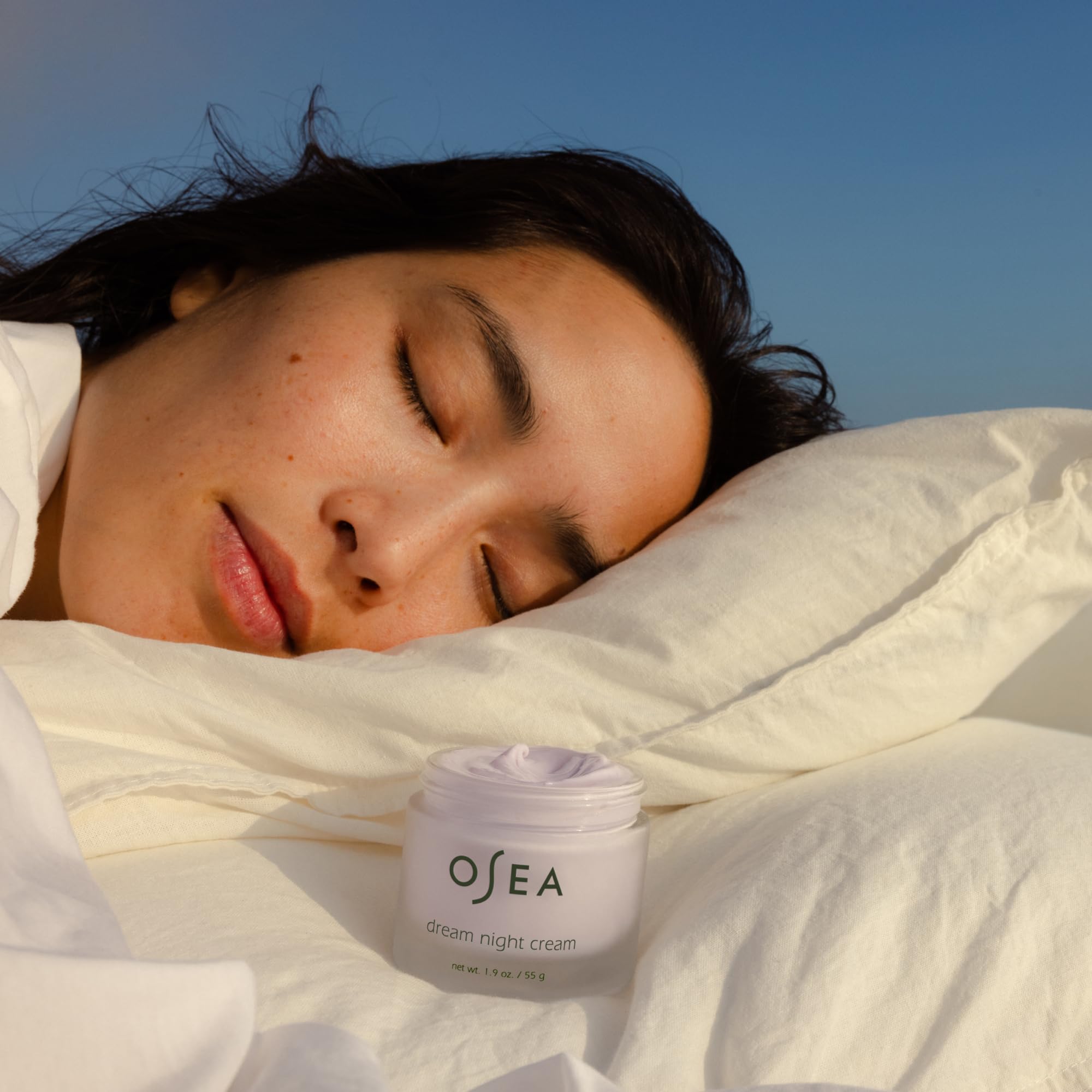 OSEA Dream Night Cream Bio-Retinol skin moisturizer in 1.7oz jar, anti-aging formula for revitalized, hydrated skin.