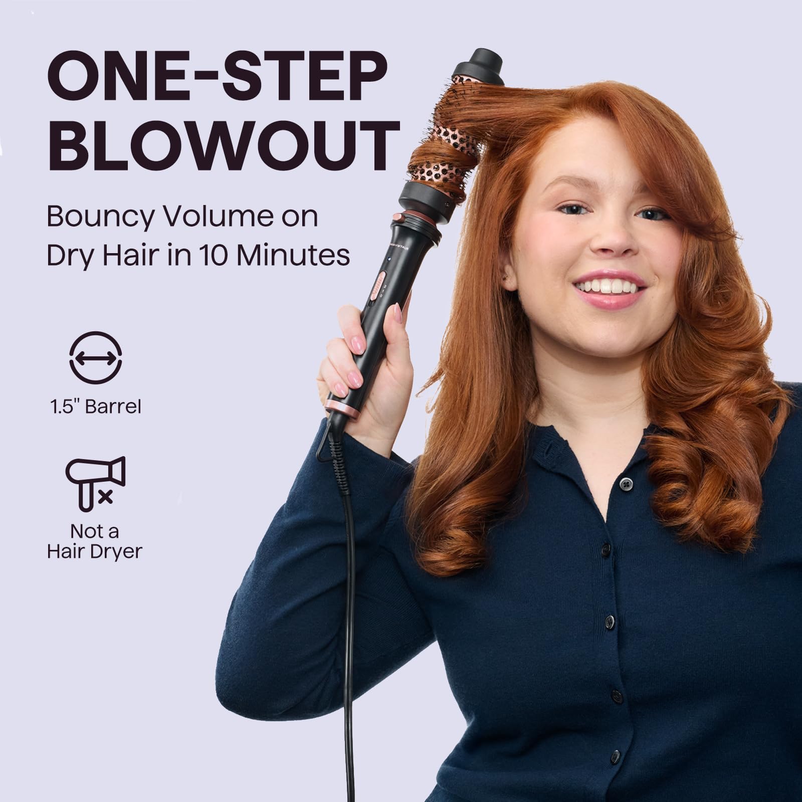 Wavytalk 1.5-inch thermal round brush for blowouts and curls, ideal for styling hair with a professional look.