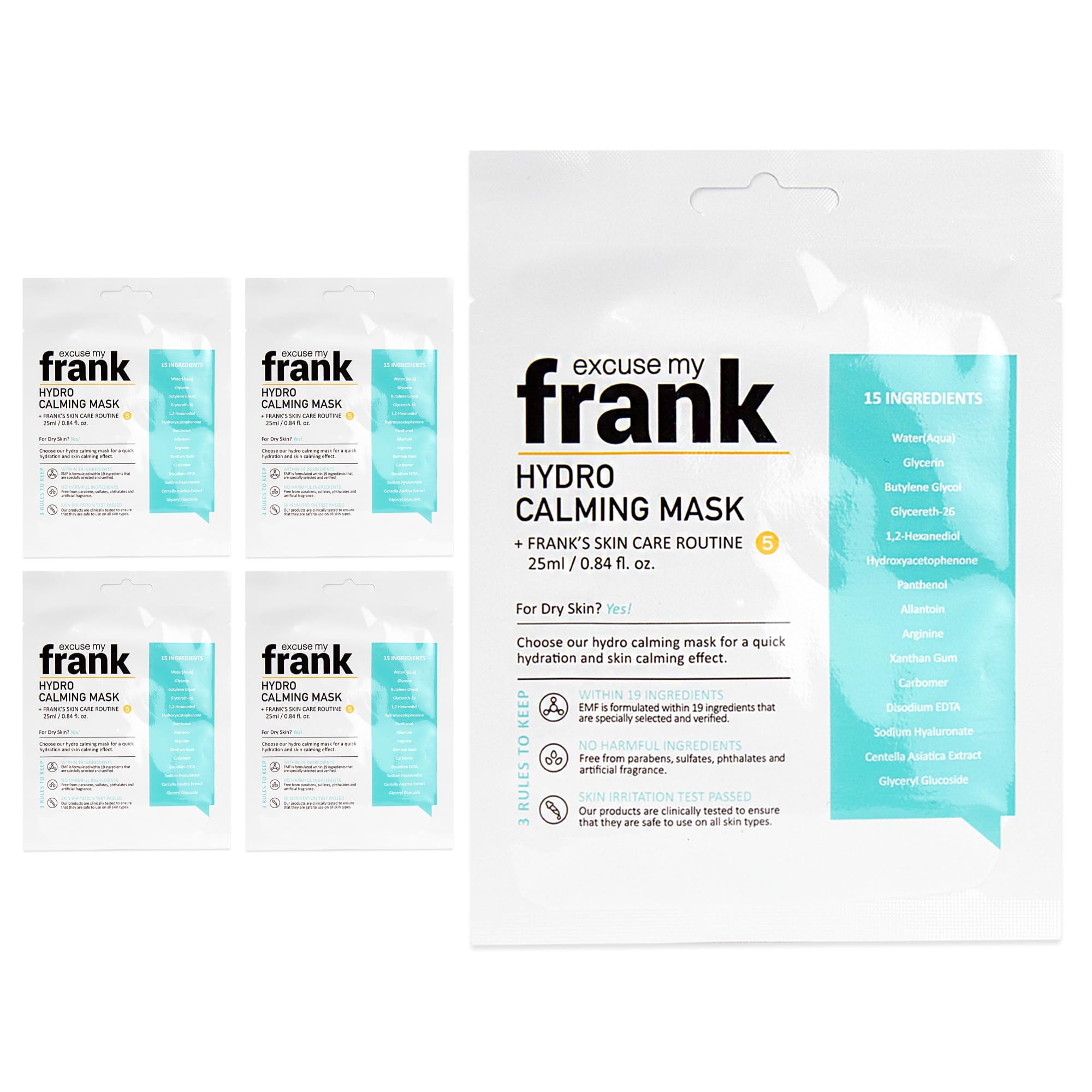 Excuse My Frank Hydro Calming Sheet Mask Korean Skincare for - Product Imagery