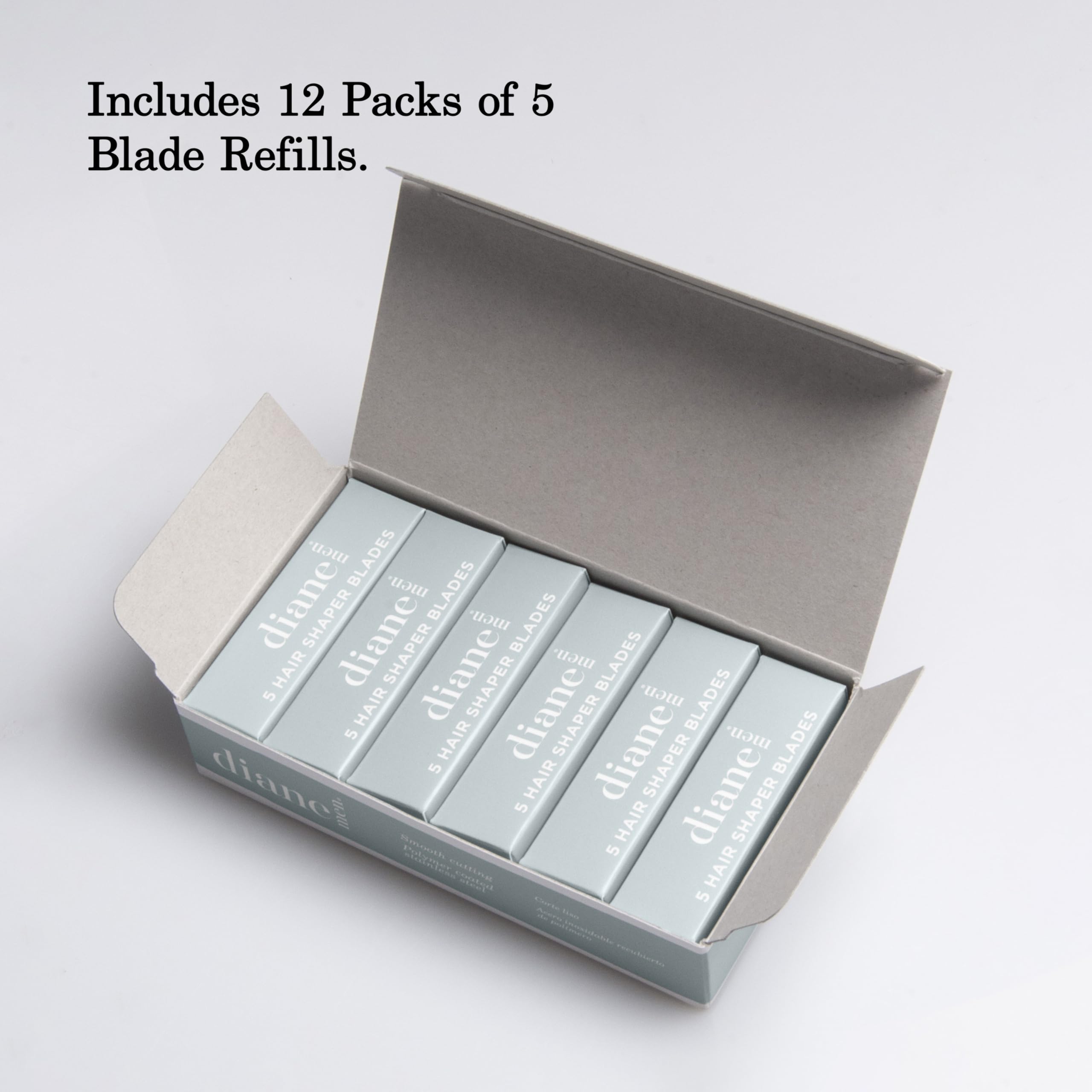 Diane Hair Shaper Razor Blades, Polymer Coated Stainless Steel Material, Precise Shaping, Trimming, and Cutting, Razor Refills for Barber, Straight Edge Razor Blade, 60-Pack