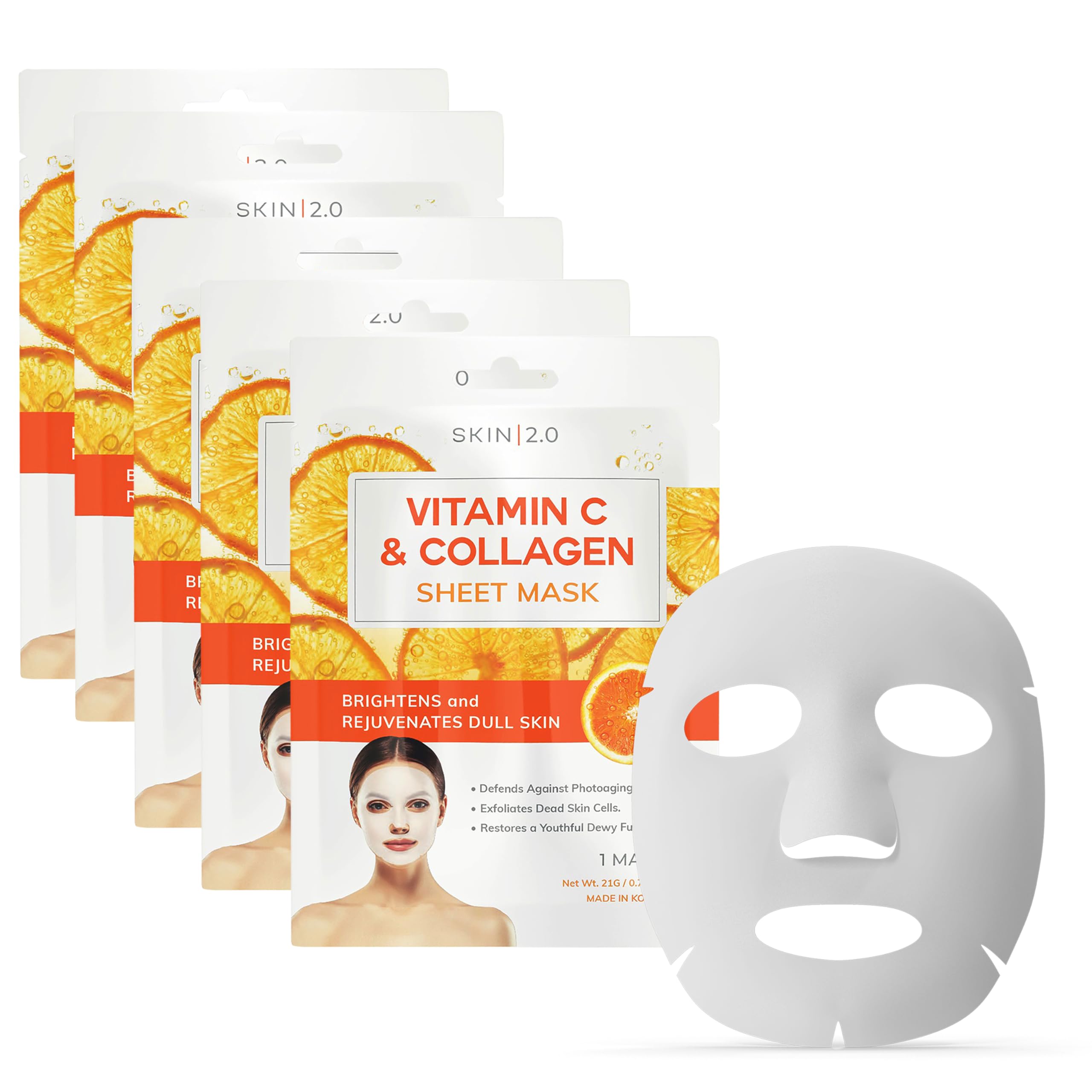 Skin 2.0 Vitamin C & Collagen Sheet Mask - Anti-Aging, Wrinkle & - Product Imagery