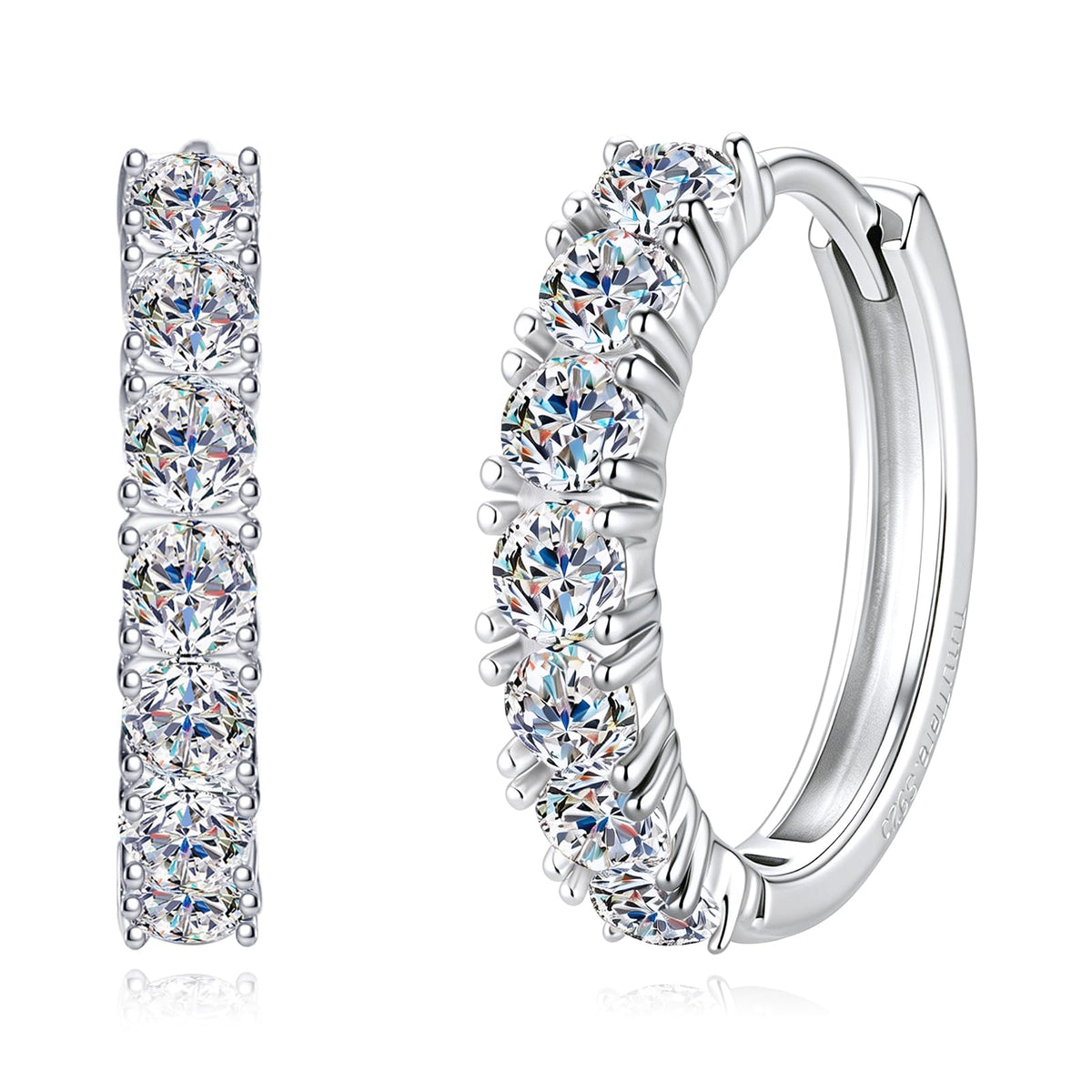TutuTiara. Moissanite Hoop Earrings for Women, 925 Sterling Silver Huggie Hoops – D, Moissanite, 925 Sterling Silve, 13.