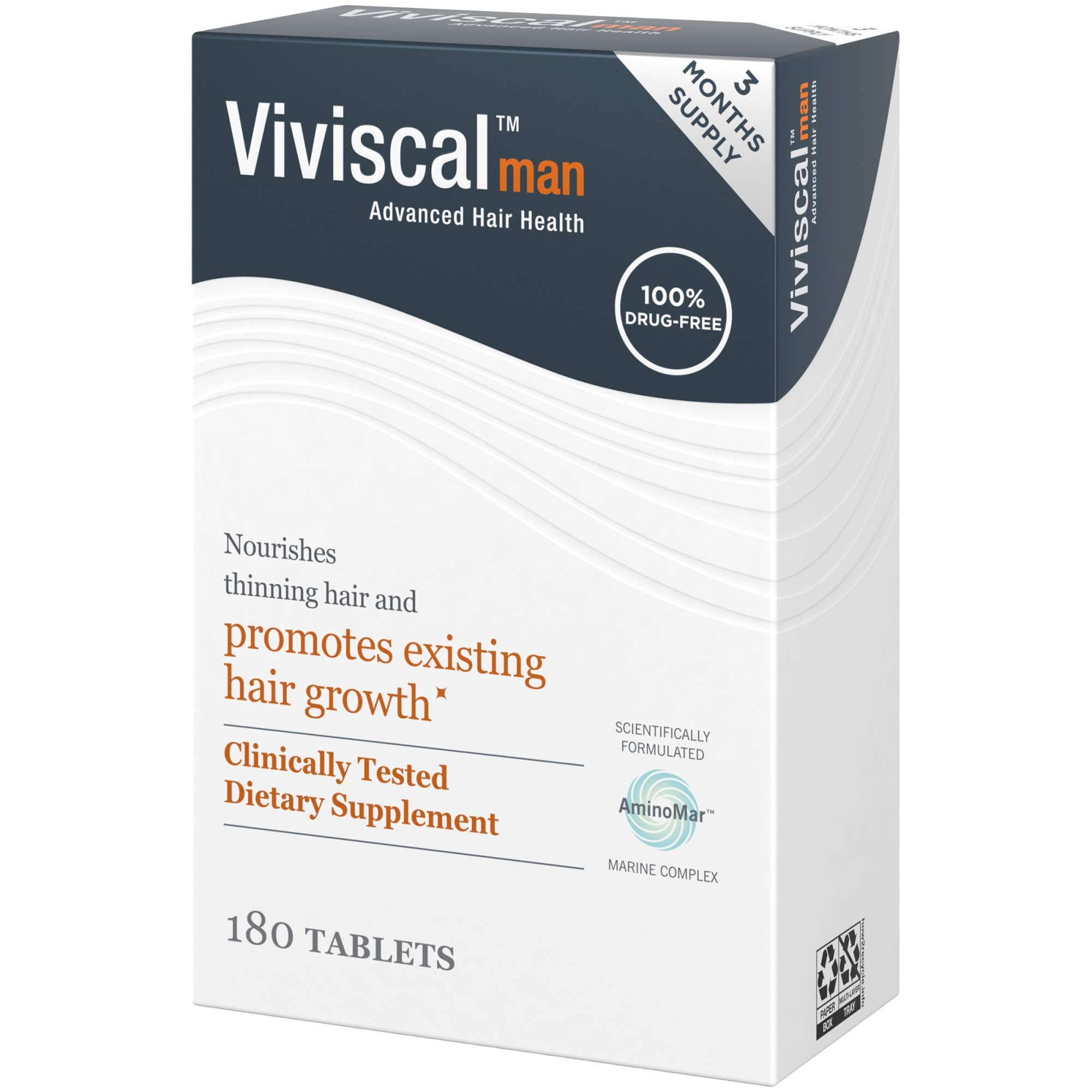 Viviscal Men's Hair Growth Supplements, 180 Tablets 3 Month Supply