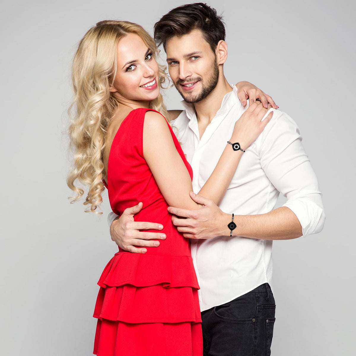 ZYWFAYUO Long Distance Touch Bracelets, Vibration & Light up Remote Smart Matching Couples Bracelet for Couple Long Dist