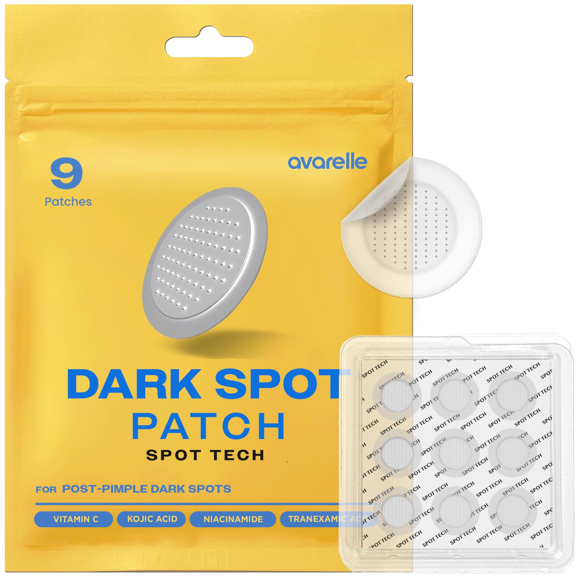 AVARELLE Microneedle Vitamin C Dark Spot Patches for Face 9 Count - Product Imagery