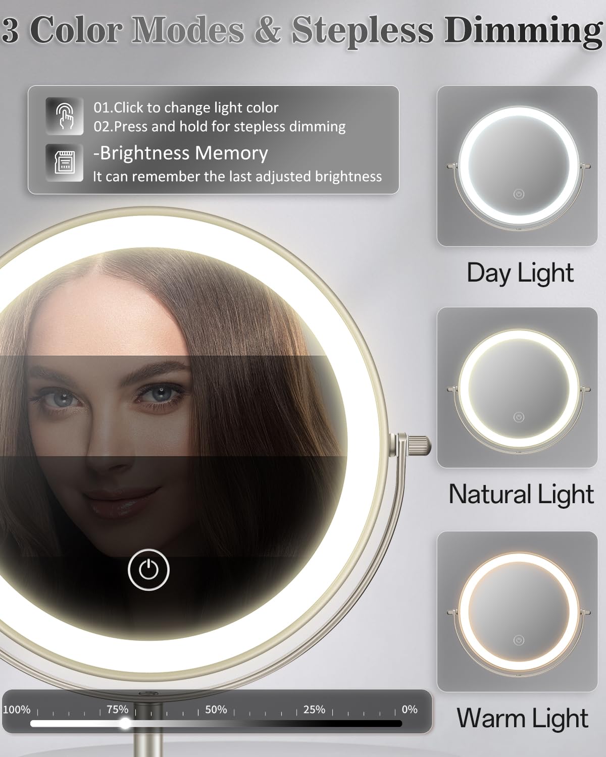vpu 8" Lighted Makeup Mirror with Light,30X Magnifying Height Adjustable Mirror – packaging and label