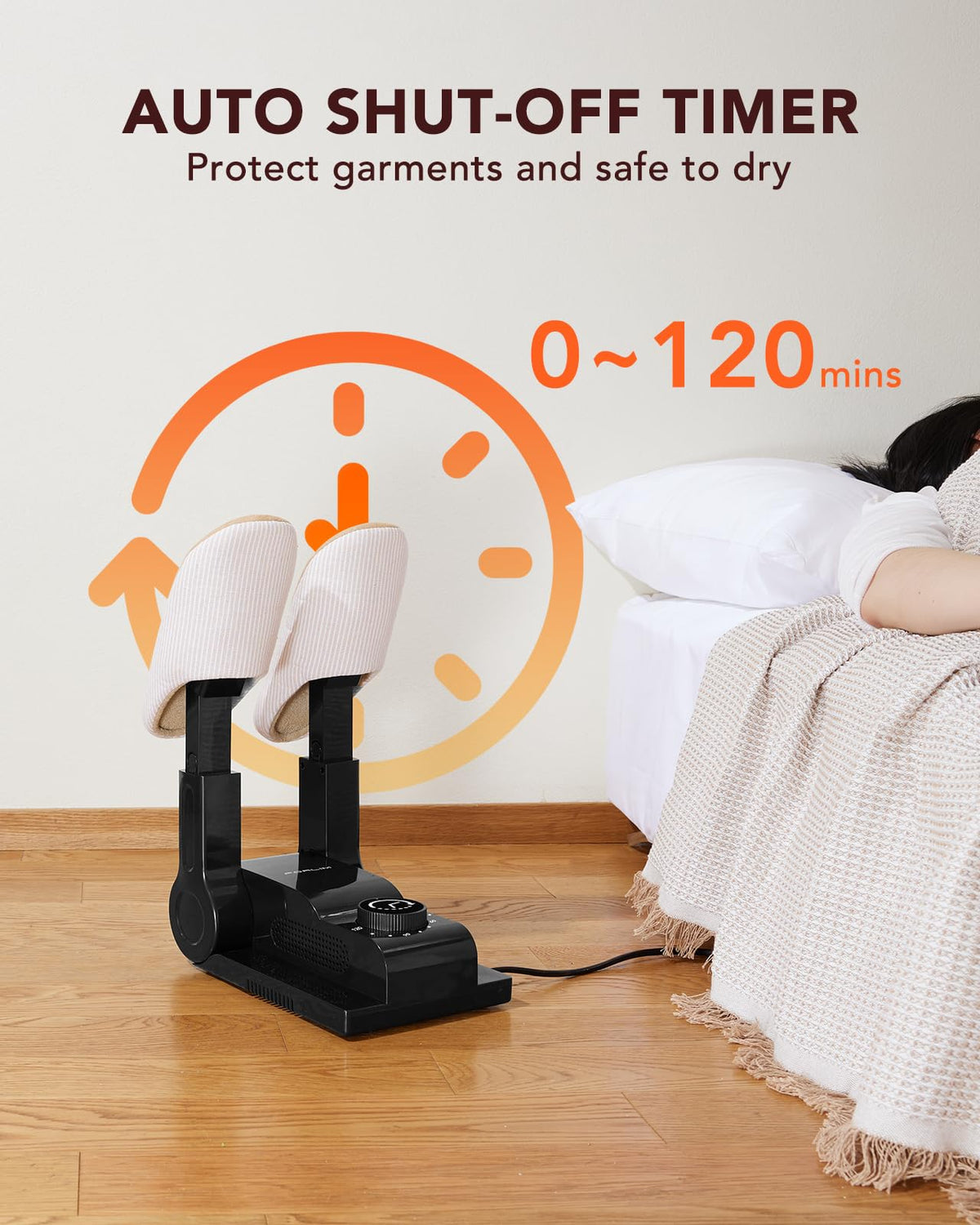 FORLIM Shoe & Boot Dryer for Work Boots, Forced Air, 2-Hour Timer, Black – full view