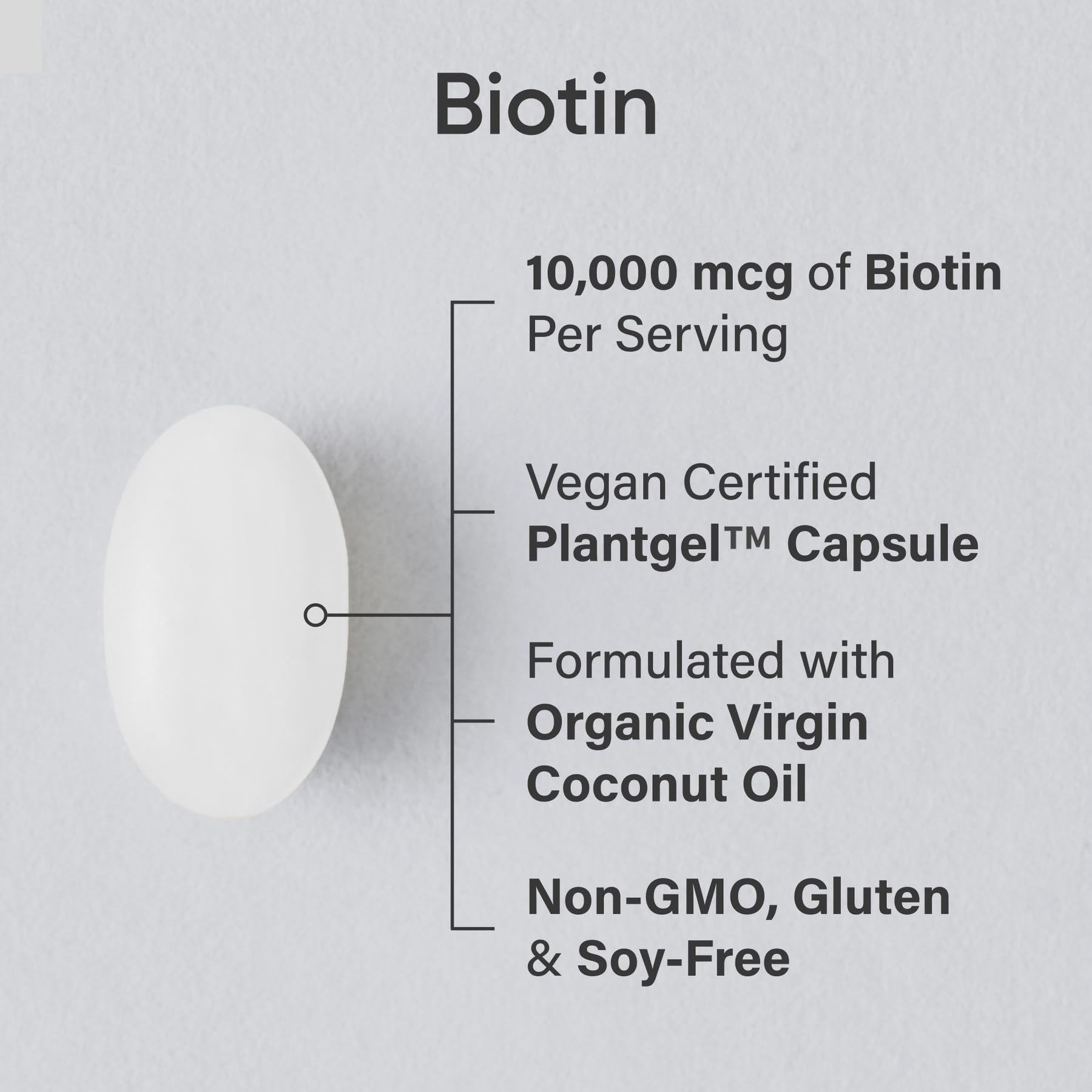 Sports Research® Biotin 10,000mcg w/Coconut Oil, 120 Count Plantgels™