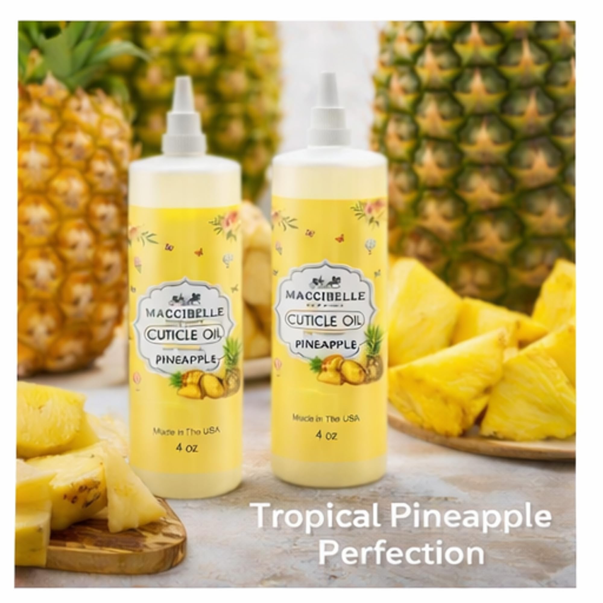 Maccibelle Cuticle Oil For Nails Refill size for Dry Cracked Cuticles (4 Ounce, Pineapple)