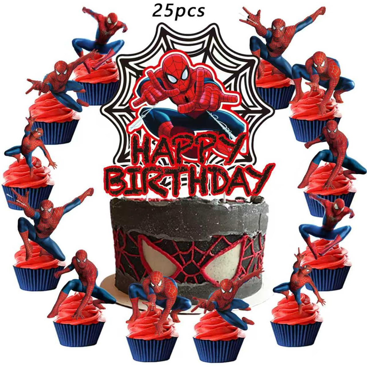 TOCKFIT 51PCS spidey birthday party supplies, backdrop, "Happy Birthday" banner,tablecloth, large aluminum ballo