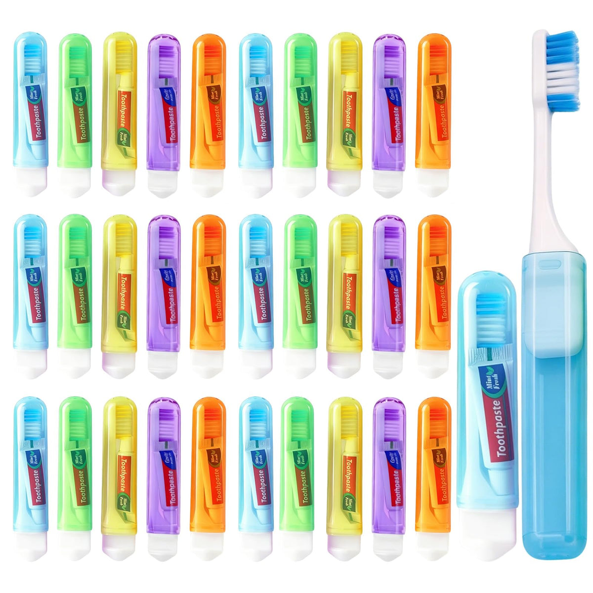 50 Pack Traveling Toothbrush and Toothpaste 5gram Disposable - KBTYUDD Official Imagery - 1