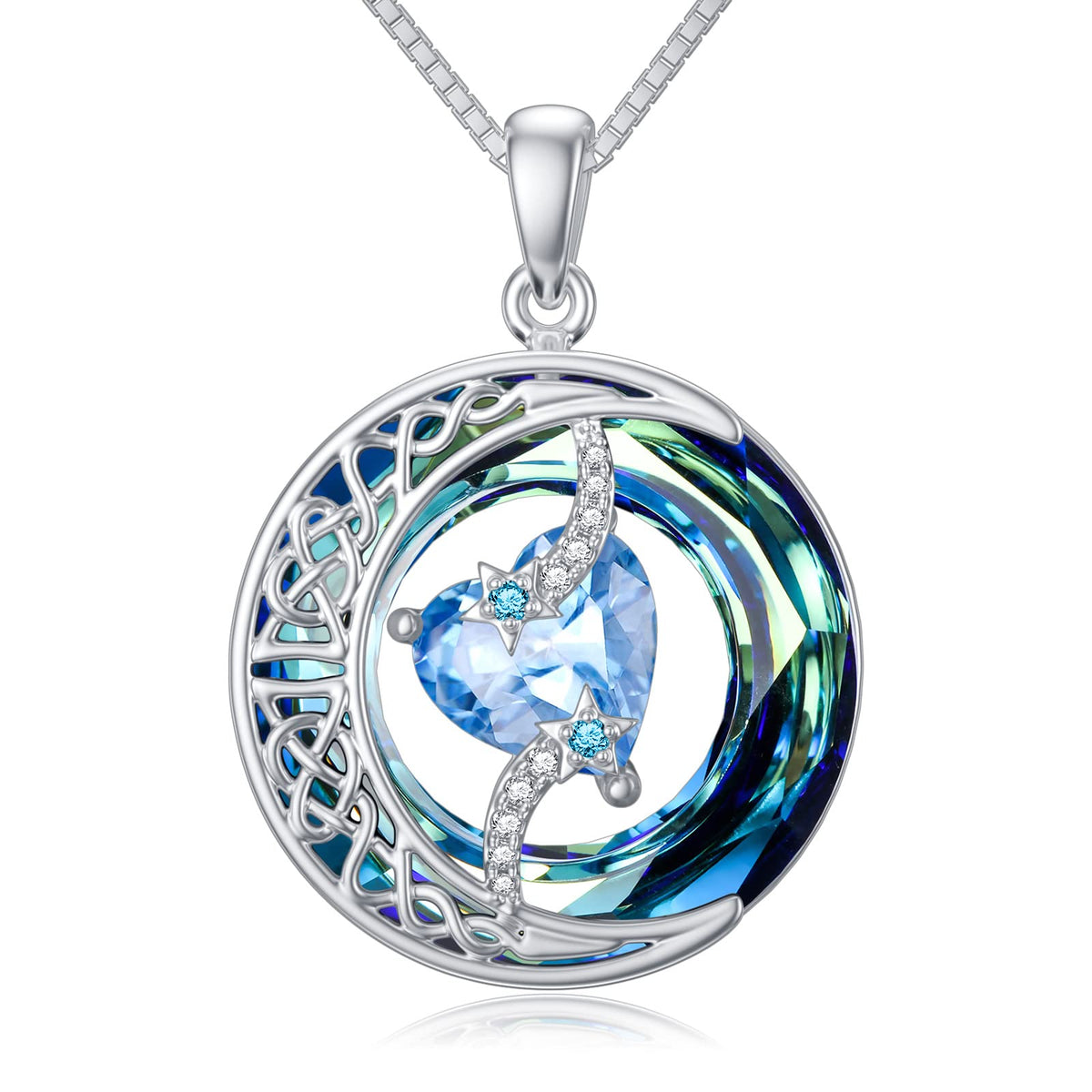 TOUPOP Birthstone Necklace Women Sterling Silver Moon Star Birthday Jewelry – product photo (Pendant Necklaces)
