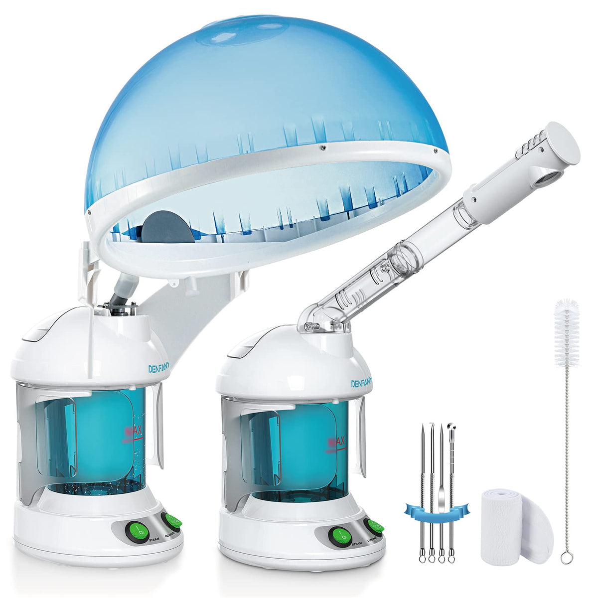 DENFANY 2 in 1 Hair & Facial Steamer Extendable 360° Arm for Home or Salon – product photo (Facial Steamers)