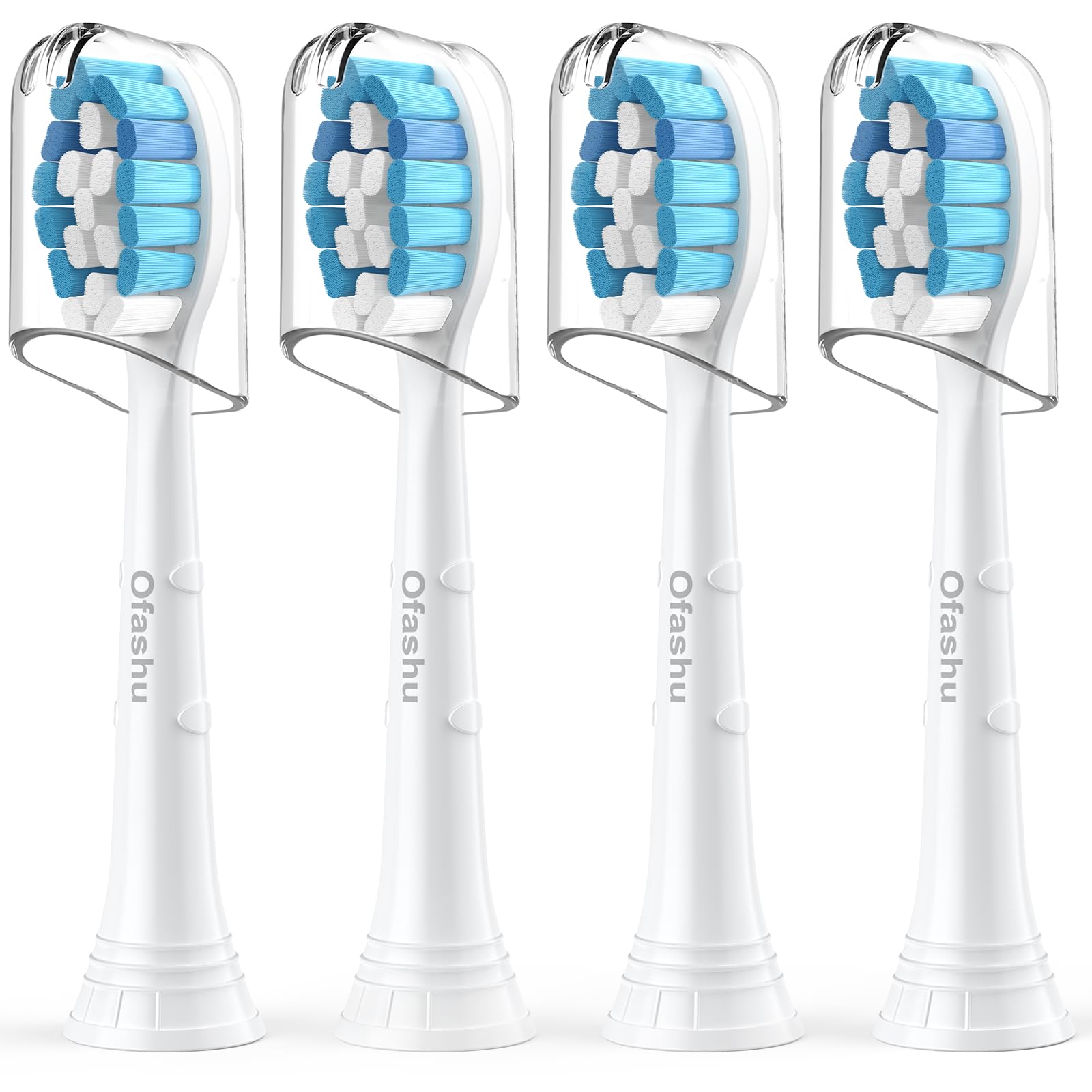 Ofashu replacement toothbrush heads for Philips Sonicare, 4-pack, compatible electric toothbrush heads with soft bristles.