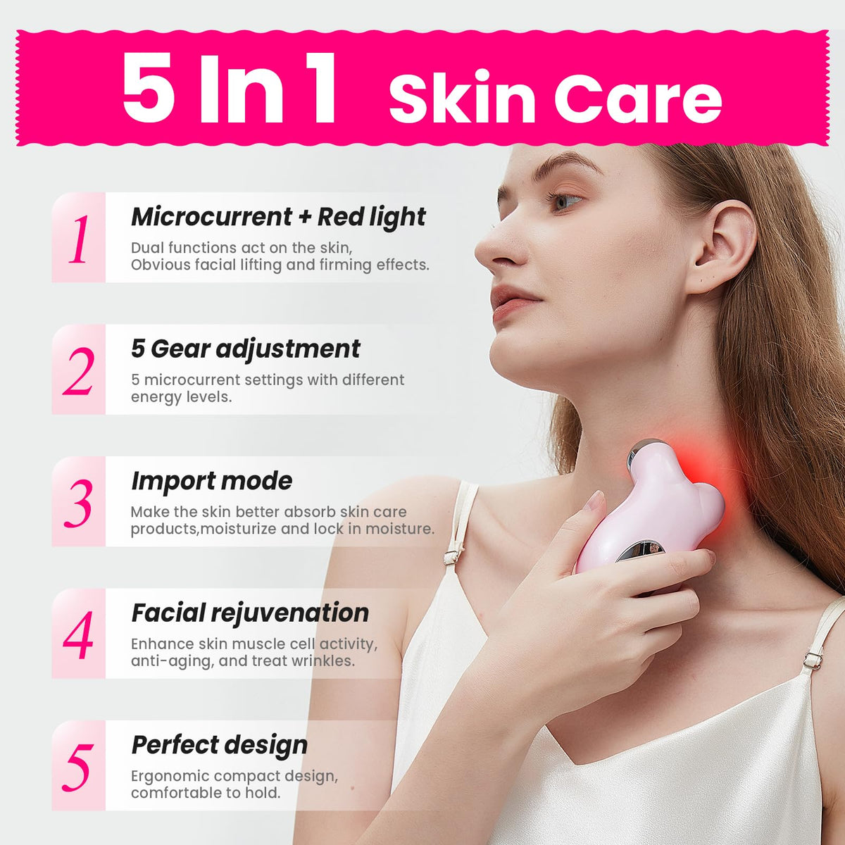 Microcurrent Facial Device Latest Red Light Technology - Hunvva Official Imagery - 4