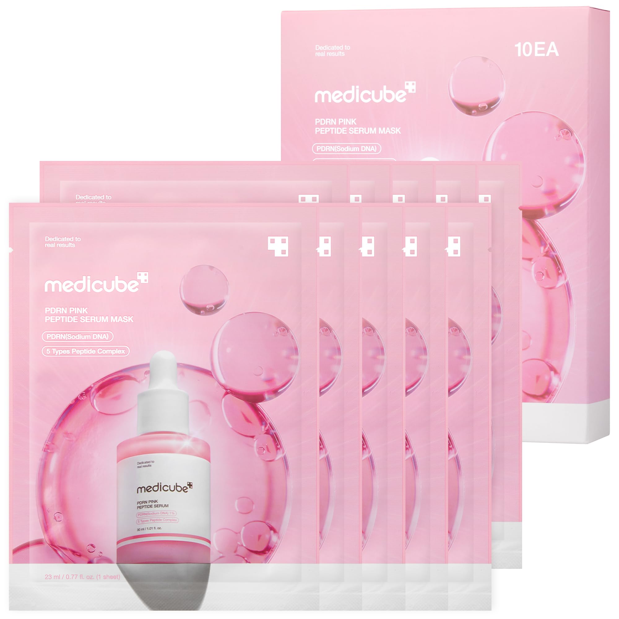 medicube PDRN Pink Peptide Ampoule Sheet Mask 10EA - Product Imagery