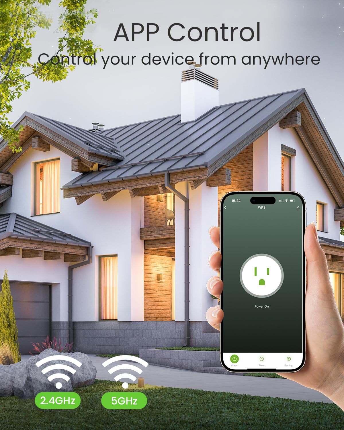GHome Smart 5G 15A WiFi Smart Plug Compatible with Alexa and Google Home, Outlet Timer Smart Home WiFi Outlet Timer with