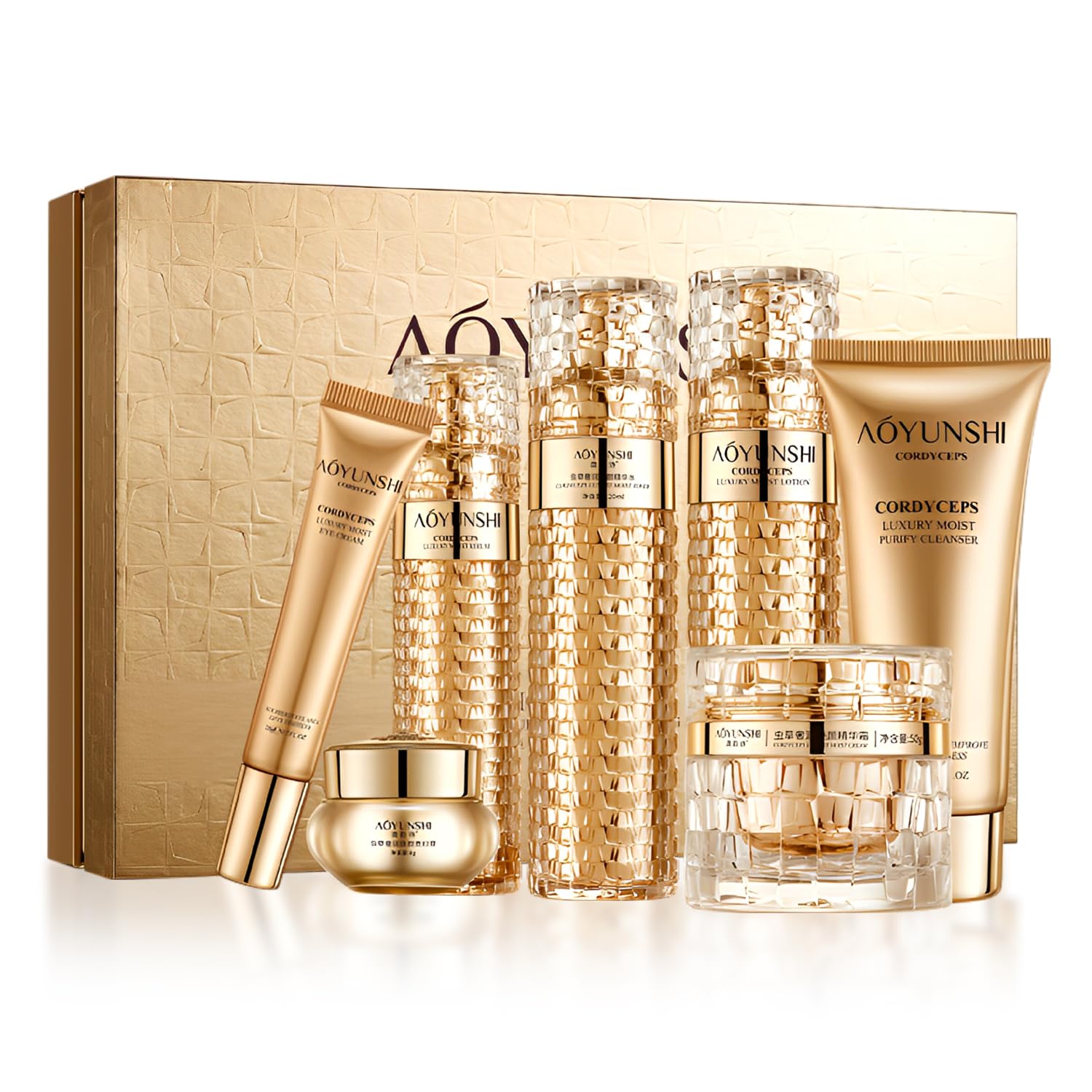 Luxurious Hydrating Skincare Gift Set with Cordyceps Extract - - Product Imagery