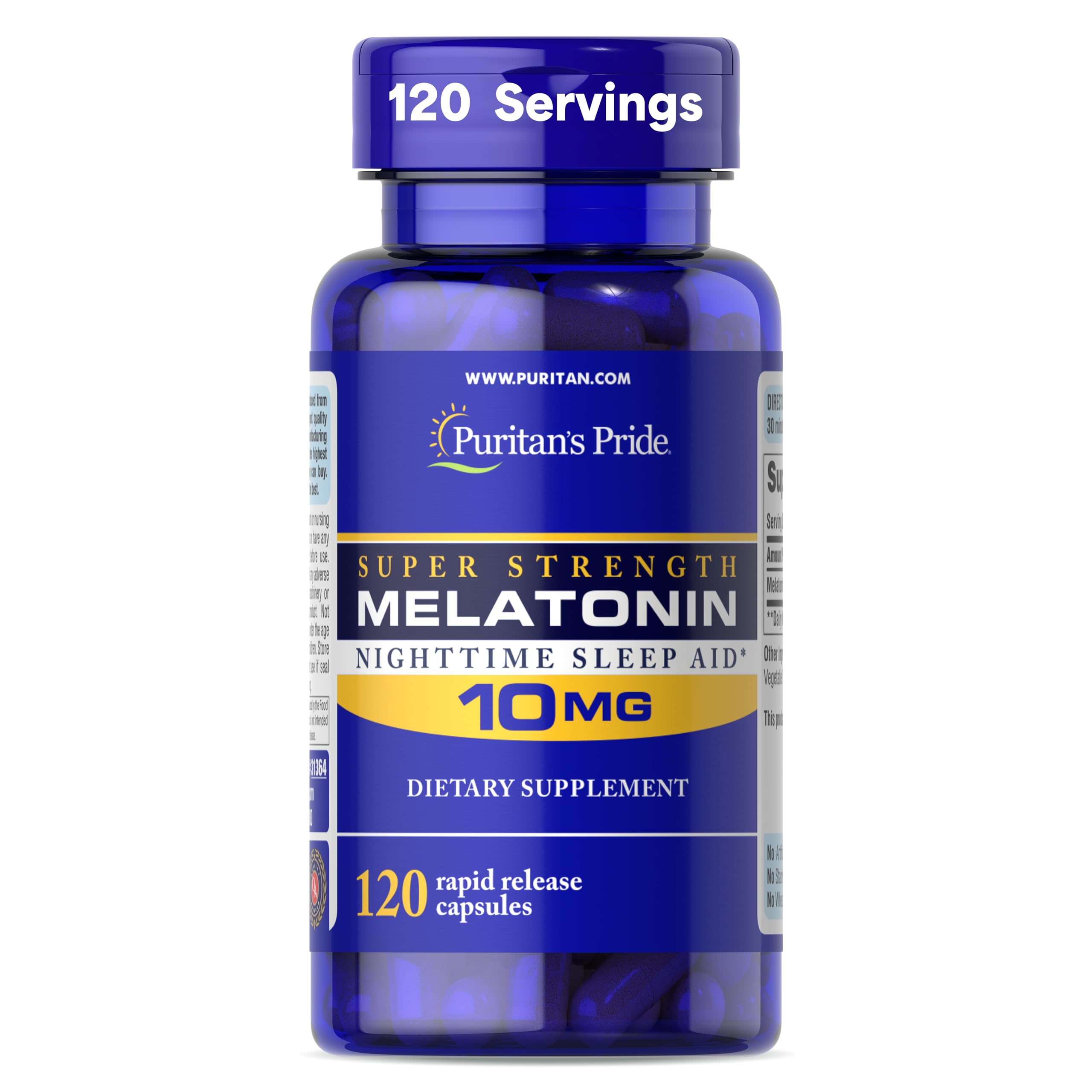 Puritan's Pride Premium Super Strength Melatonin 10mg Sleep Aid - Product Imagery