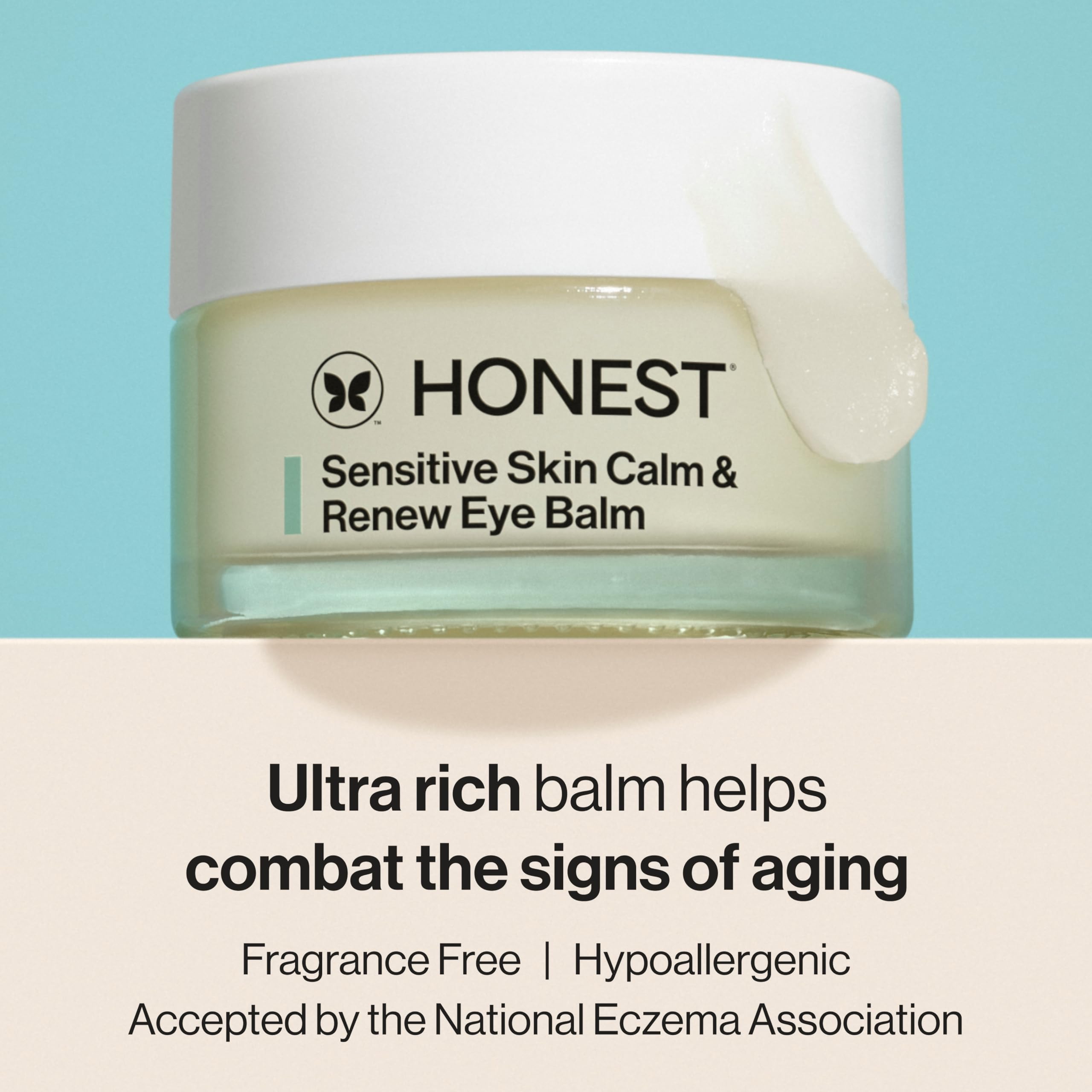 Honest Beauty Sensitive Skin Calm Renew Eye Balm, Vegan, Unscented, 0.5 oz