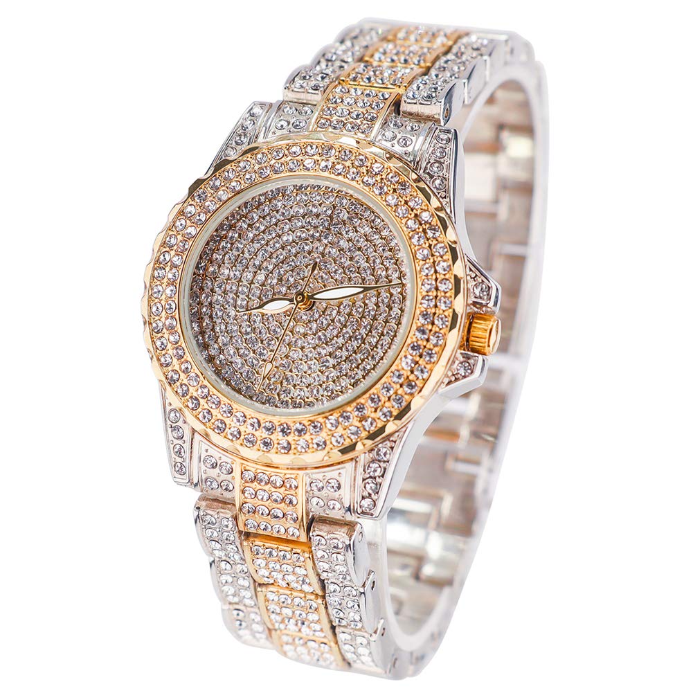 Smalody Round Luxury Women Watch Crystal Rhinestone Diamond Watches Stainless Steel Wristwatch Iced Out Watch with Japan