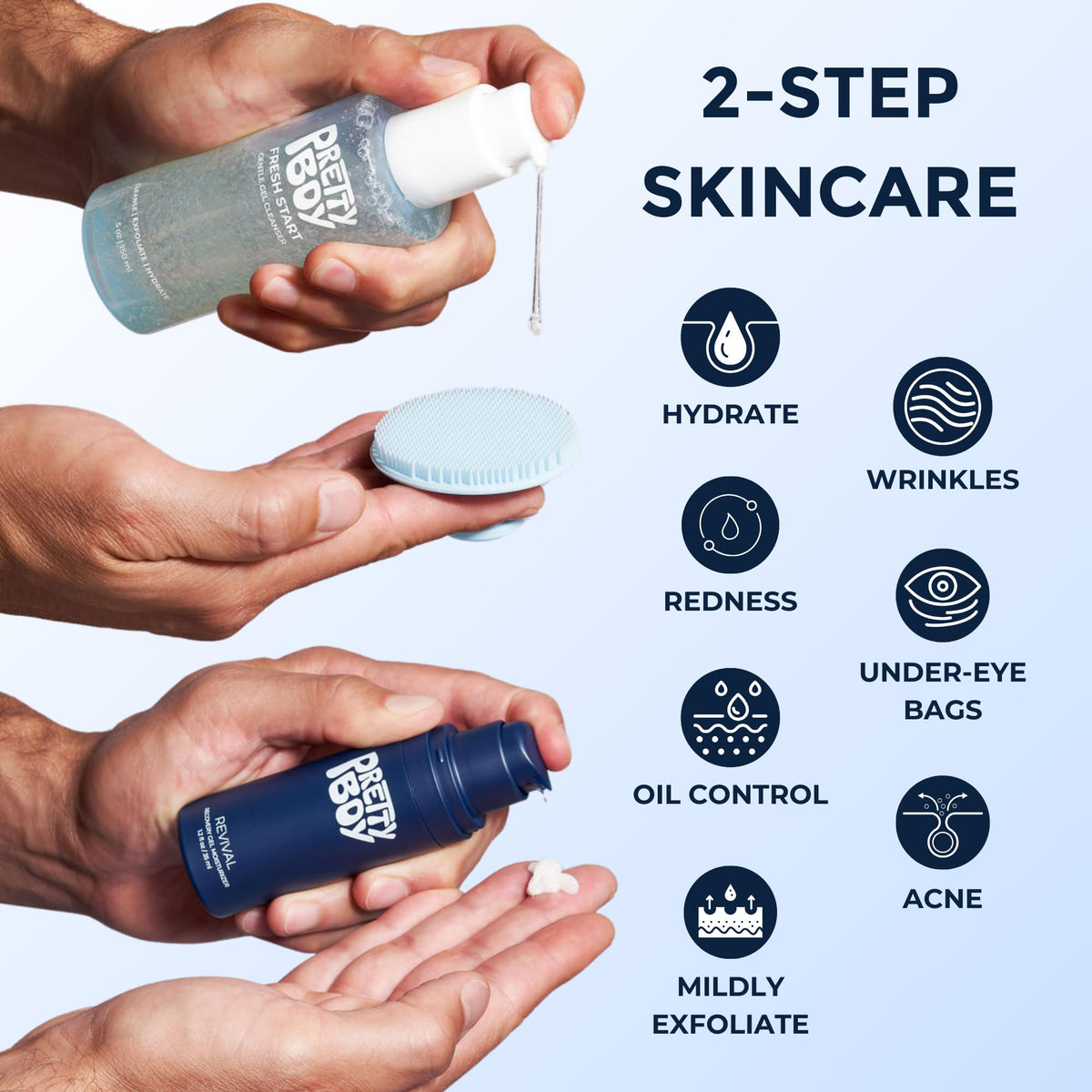 Prettyboy Face Revival Gel Moisturizer For Men - Hydrating Cream That Refreshes Dry Skin, Irritation, & Redness - Suppor