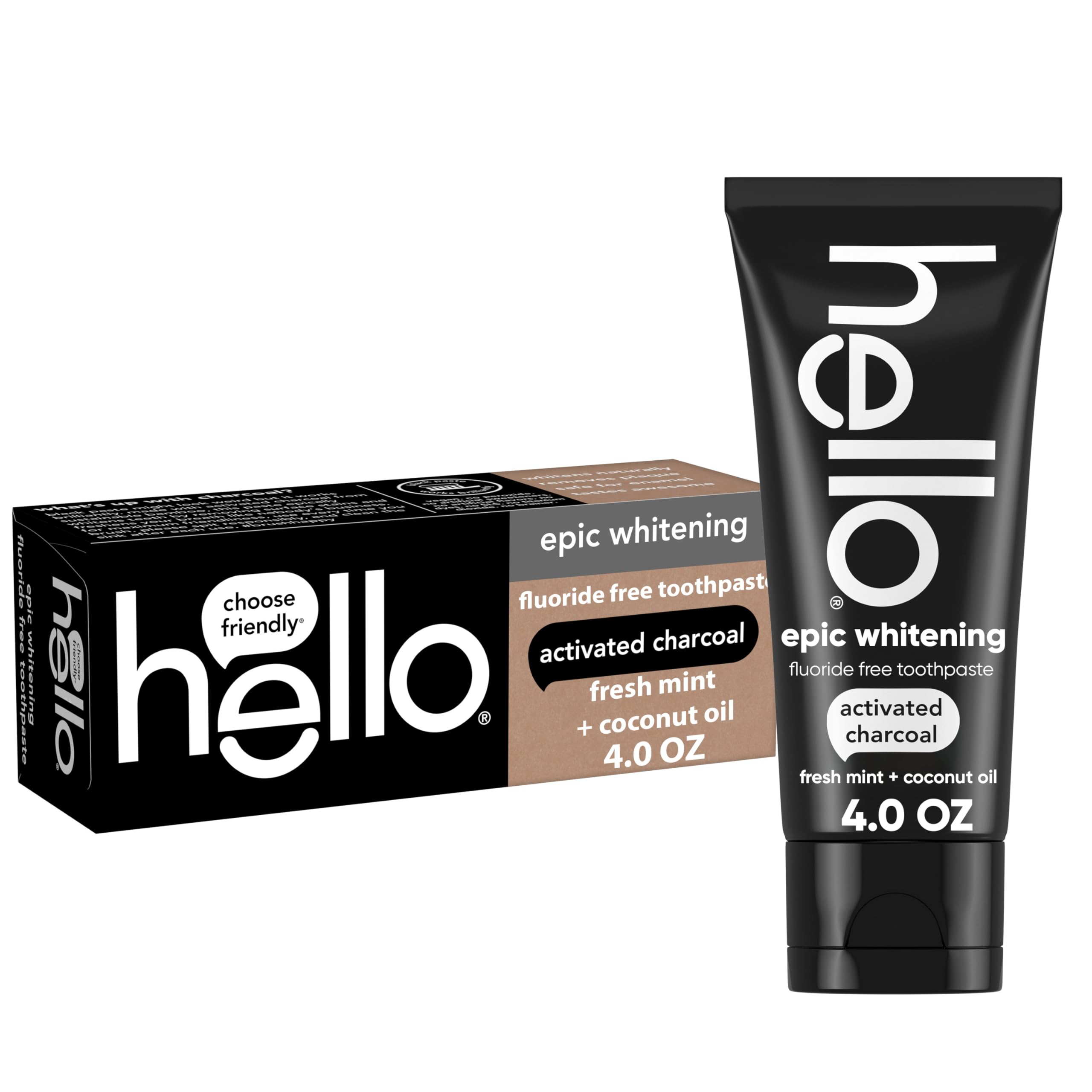 hello Epic Whitening Activated Charcoal Toothpaste, 4 oz - Product Imagery