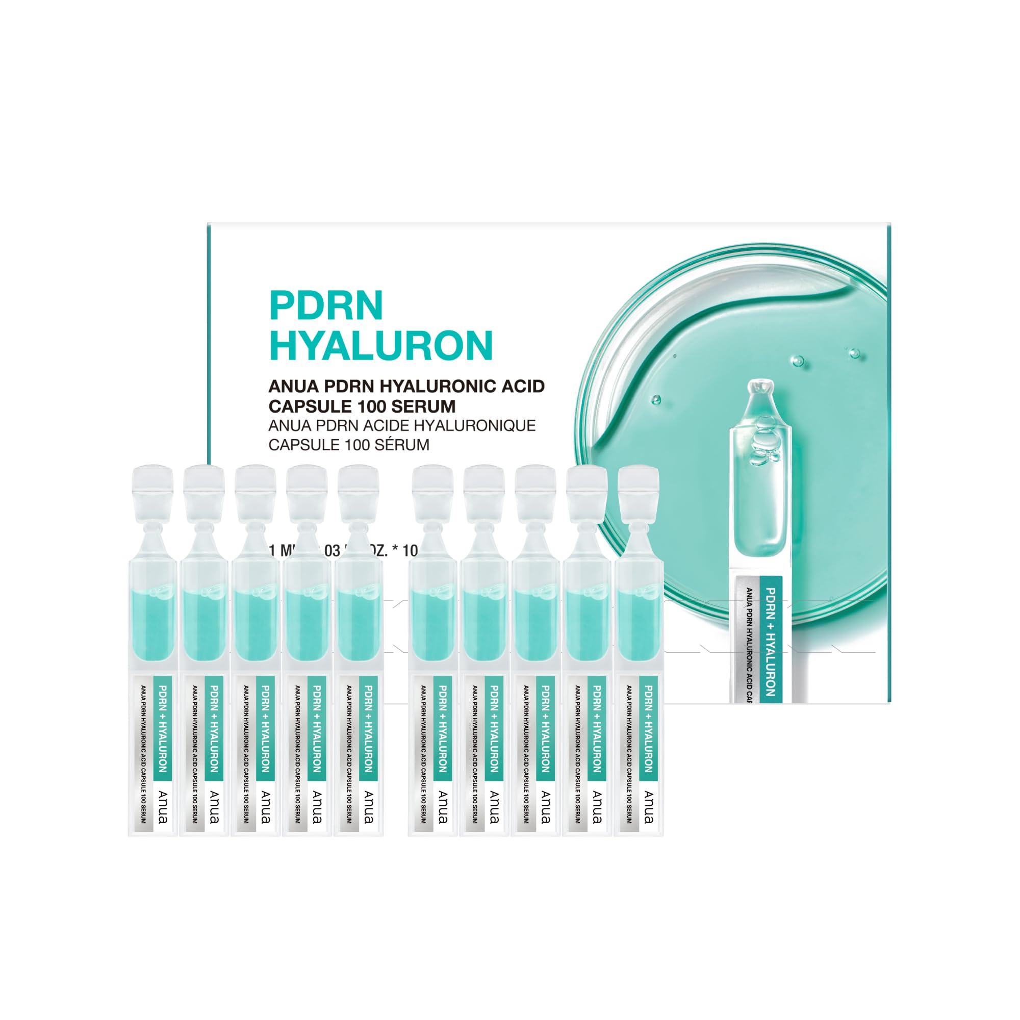 Anua PDRN Hyaluronic Acid Capsule 100 Serum, 0.33 fl.oz - Product Imagery