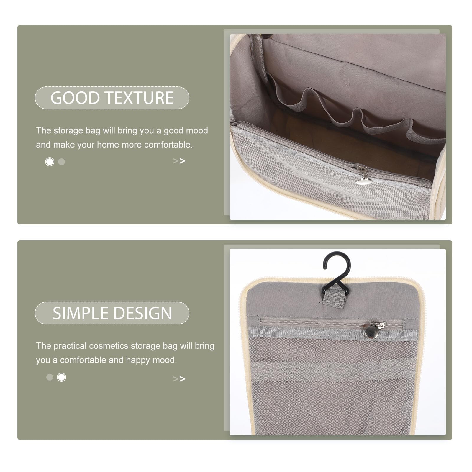 TOVINANNA large beige waterproof travel cosmetic case with handle, designed for women’s toiletries and makeup organization.