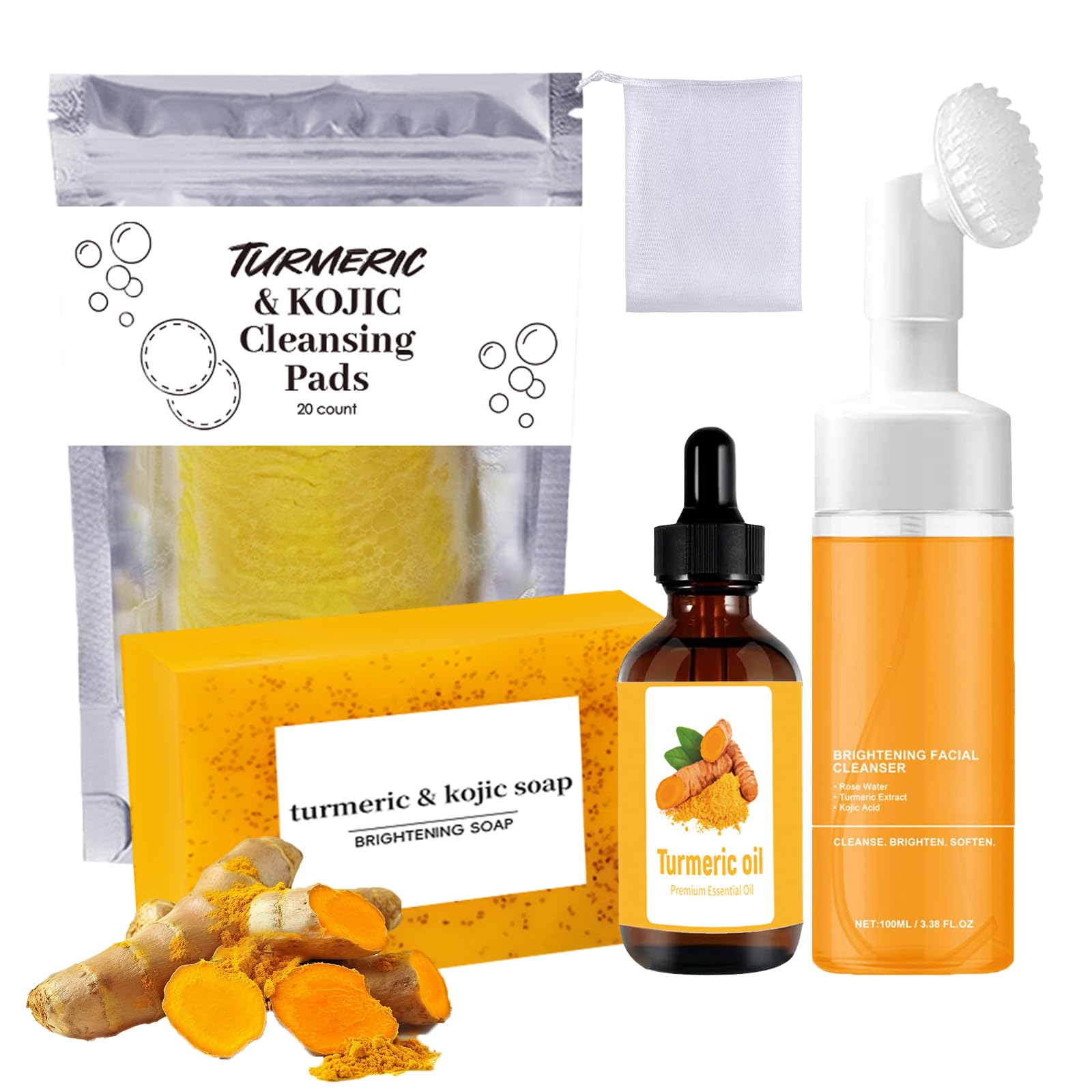 Turmeric Wash and Care 4 Piece Set, Turmeric Face Wash with - Product Imagery