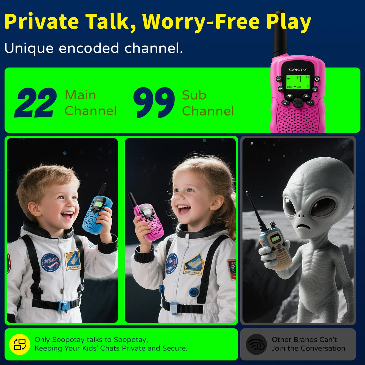 Rechargeable Walkie Talkies for Kids Games Gifts Toys for - Soopotay Official Imagery - 7