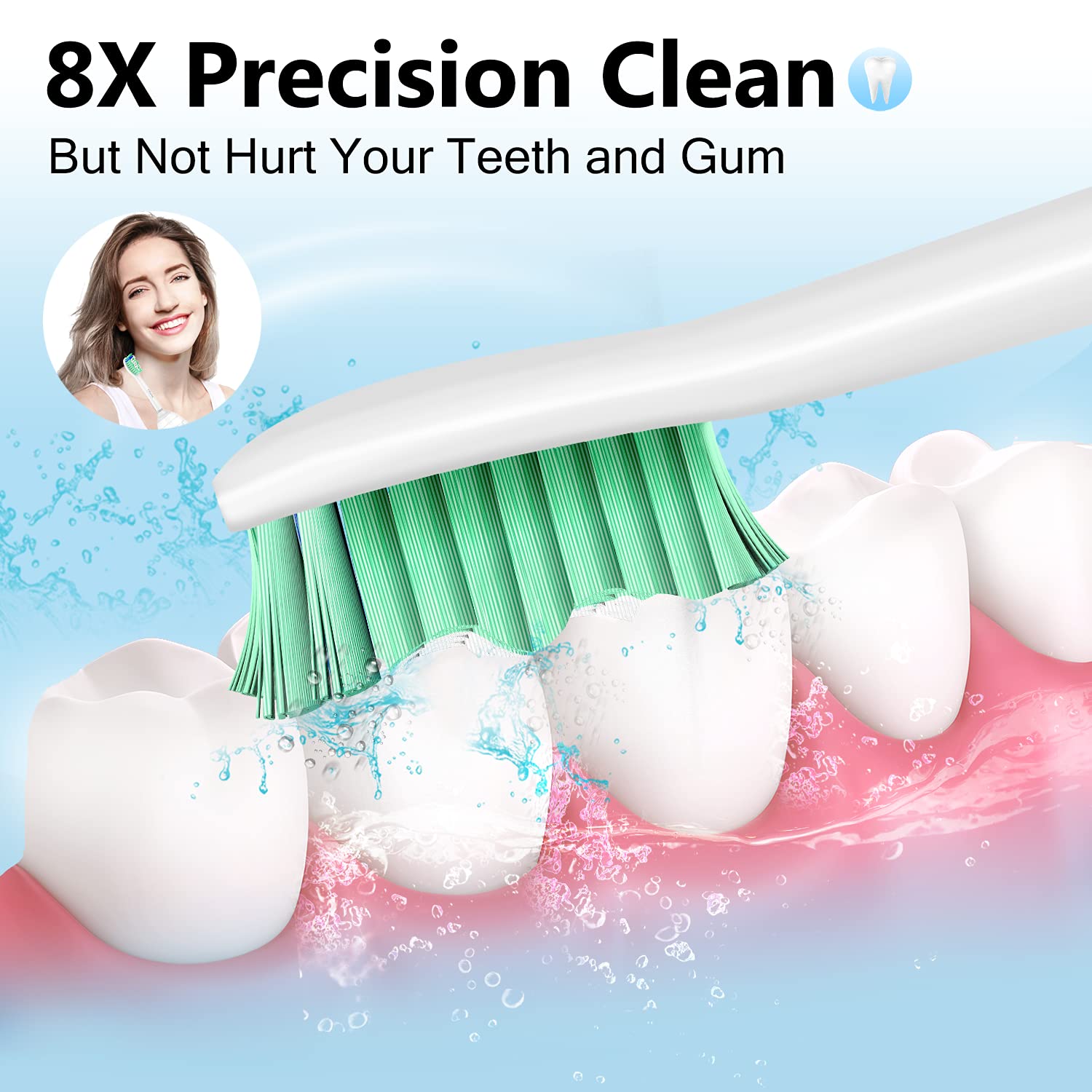 Ofashu replacement toothbrush heads for Philips Sonicare E-Series, showing close-up of soft bristle brush heads for effective cleaning.
