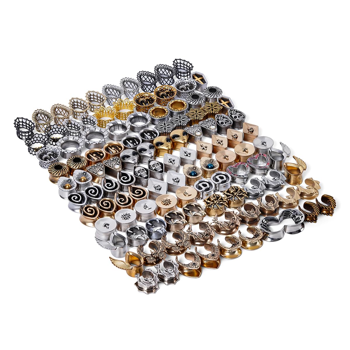 ERKUOO 10 Pairs Ear Tunnels Plugs Gauges Set Random Color Gothic Ear Stretching Kit Saddle Expander Ear Plugs for Women 