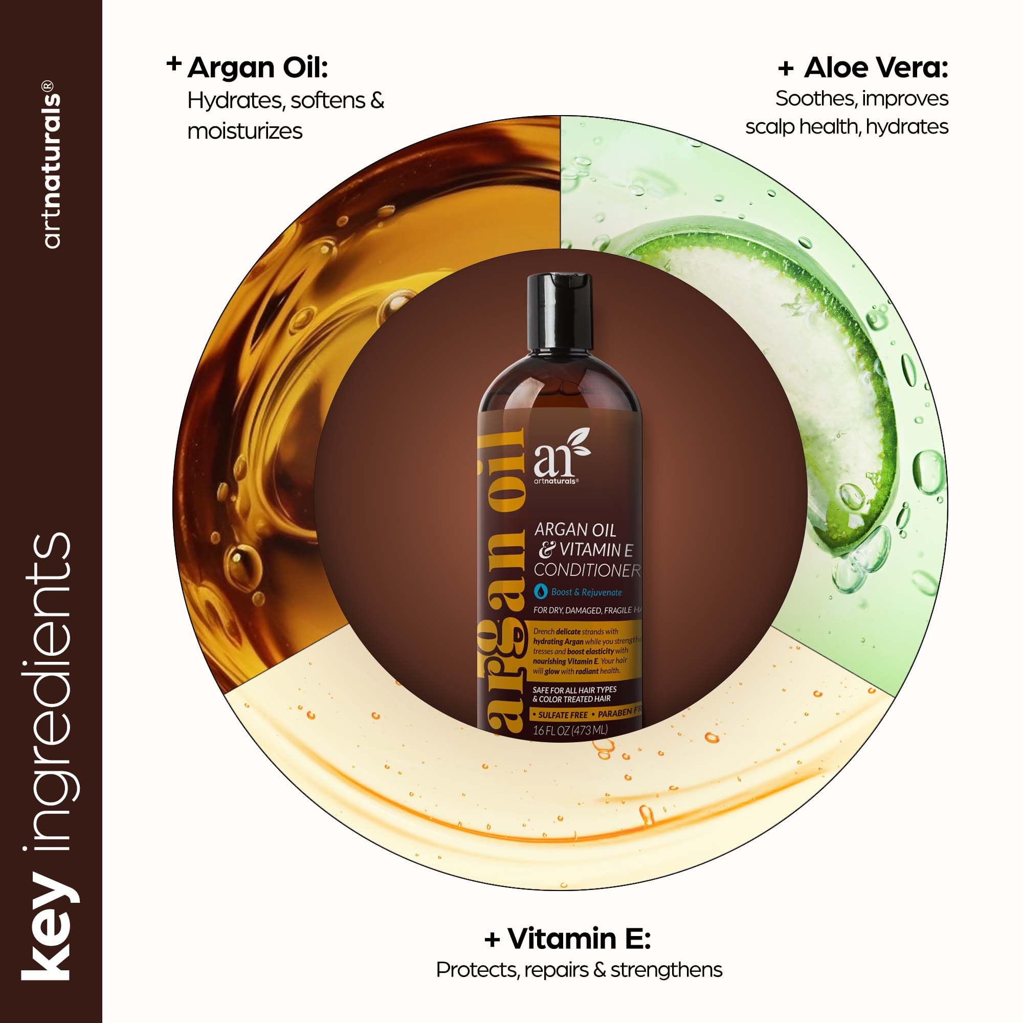 ArtNaturals Argan Hair Growth Conditioner 16 oz bottle, a topical hair regrowth treatment with nourishing argan oil for healthy hair.