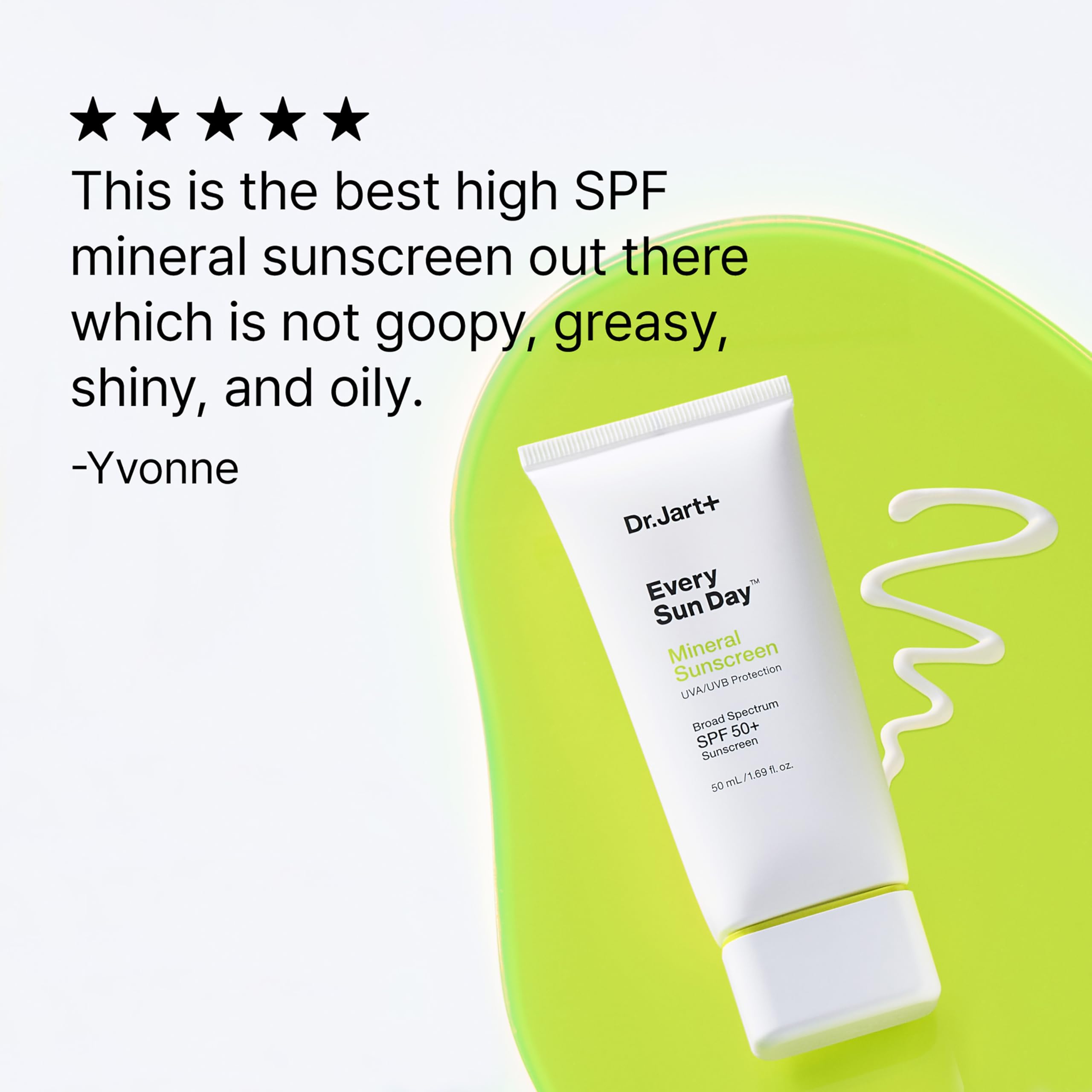 Dr.Jart+ Every Sun Day Mineral Sunscreen SPF 50+ in travel size, with zinc oxide for face sun protection, Korean skincare product