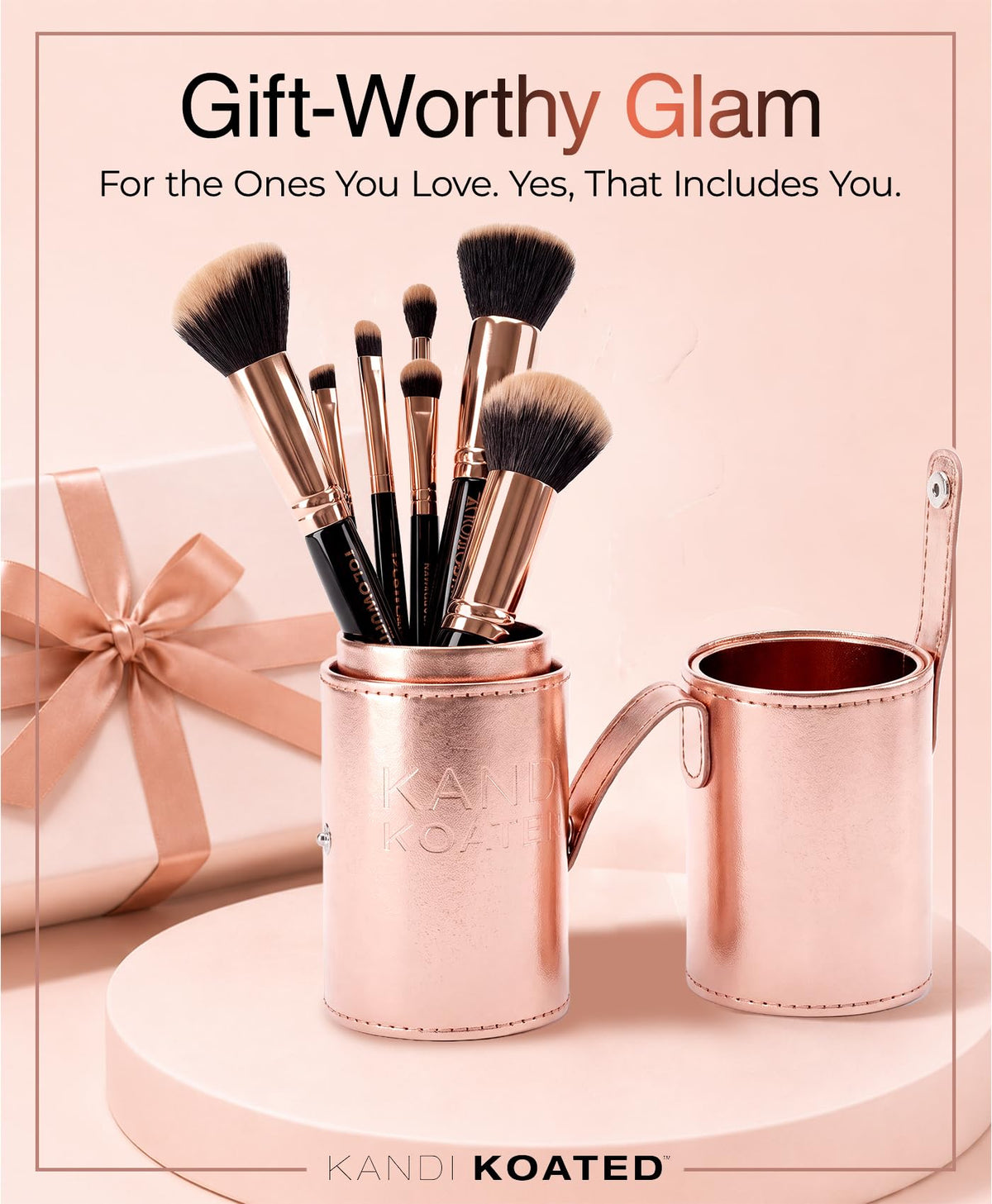 Kandi Burruss 7-Piece Professional Makeup Brush Set - Rose Gold – close-up detail in Rose Gold