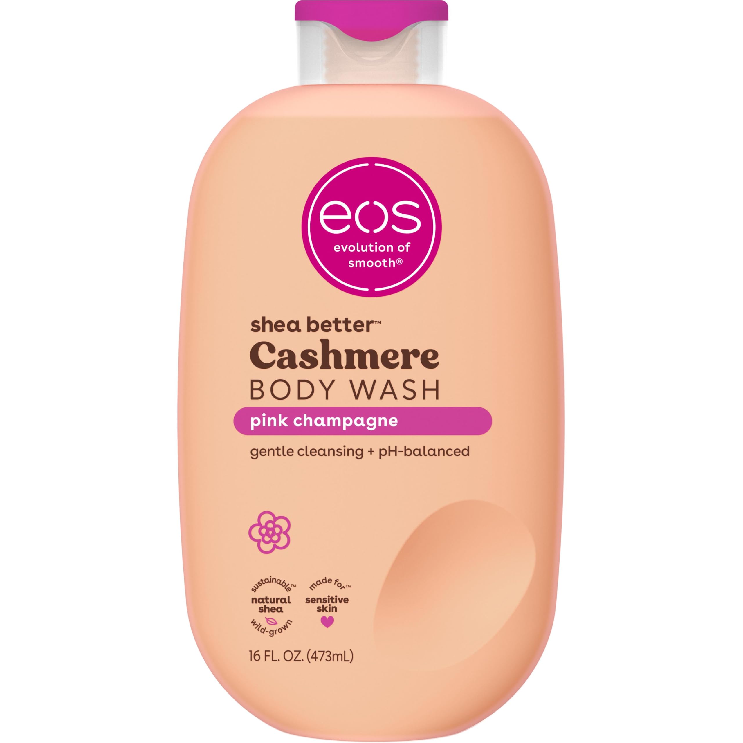 eos Cashmere Body Wash- Pink Champagne, Creamy Gel, Shea Butter, - Product Imagery