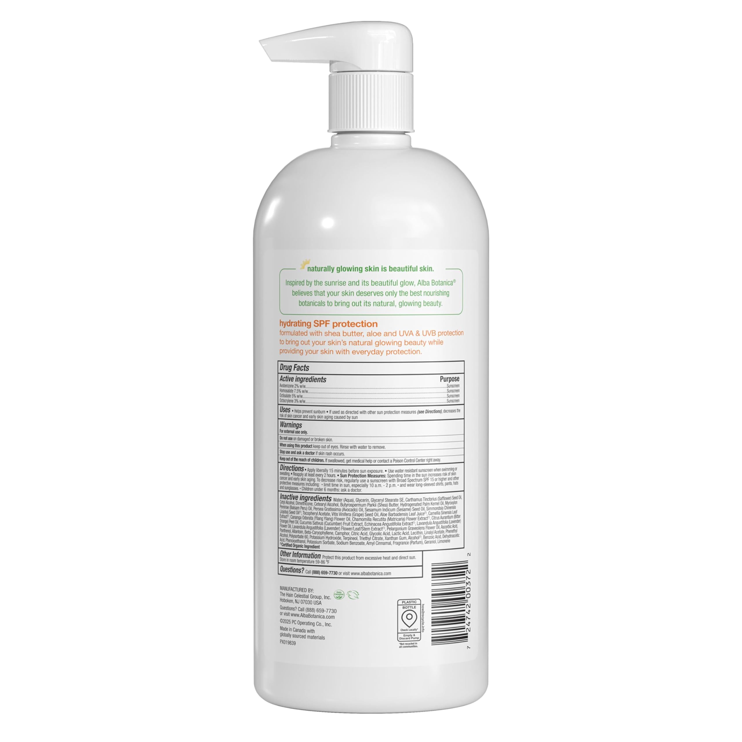 Alba Botanica Daily Moisturizing Lotion SPF 15, Normal to Dry Skin, with Shea Butter and Aloe, 32 Oz (Packaging May Vary)