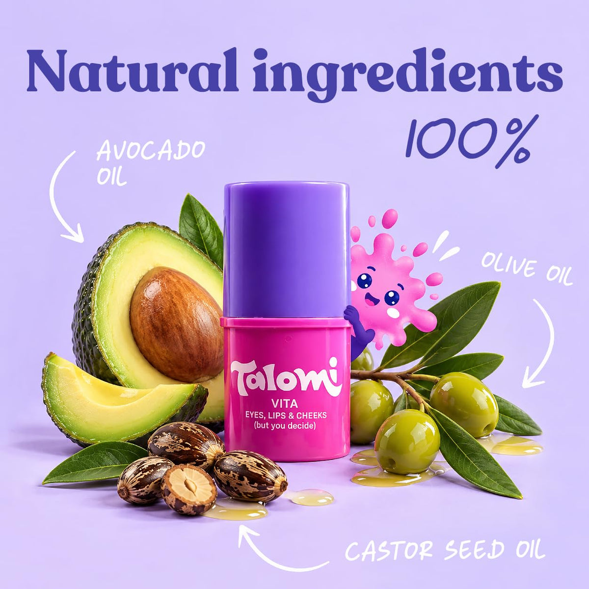 TALOMI Non Toxic Natural Makeup Stick for Little Girls, Dermatologist Tested 3-Piece Set, Made in USA – back view and sp