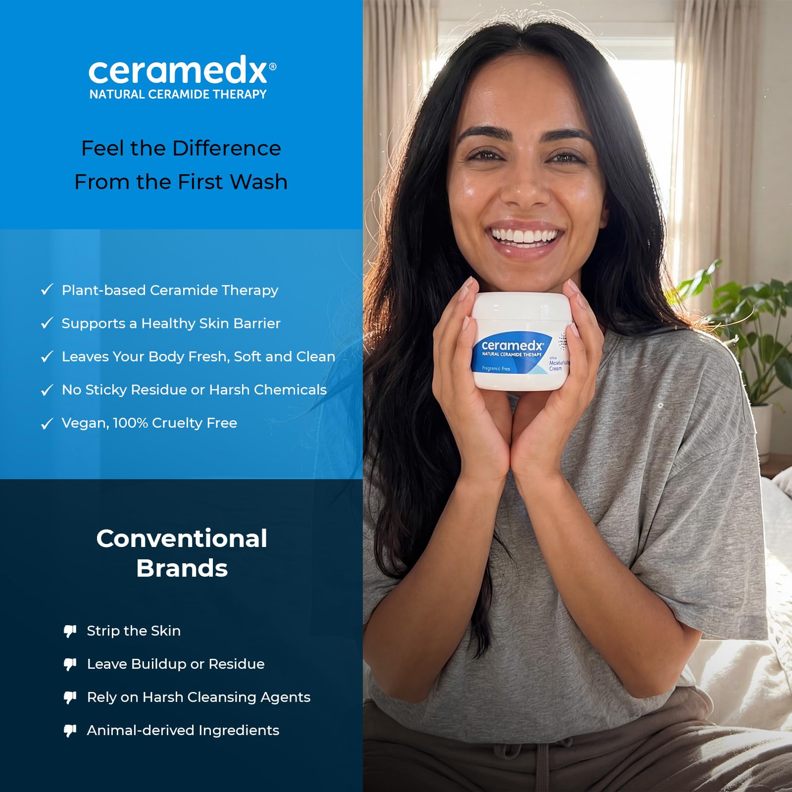 Ceramedx Ultra Moisturizing Ceramide Body Cream in a 6 oz jar, unscented skin moisturizer with soothing ceramides.
