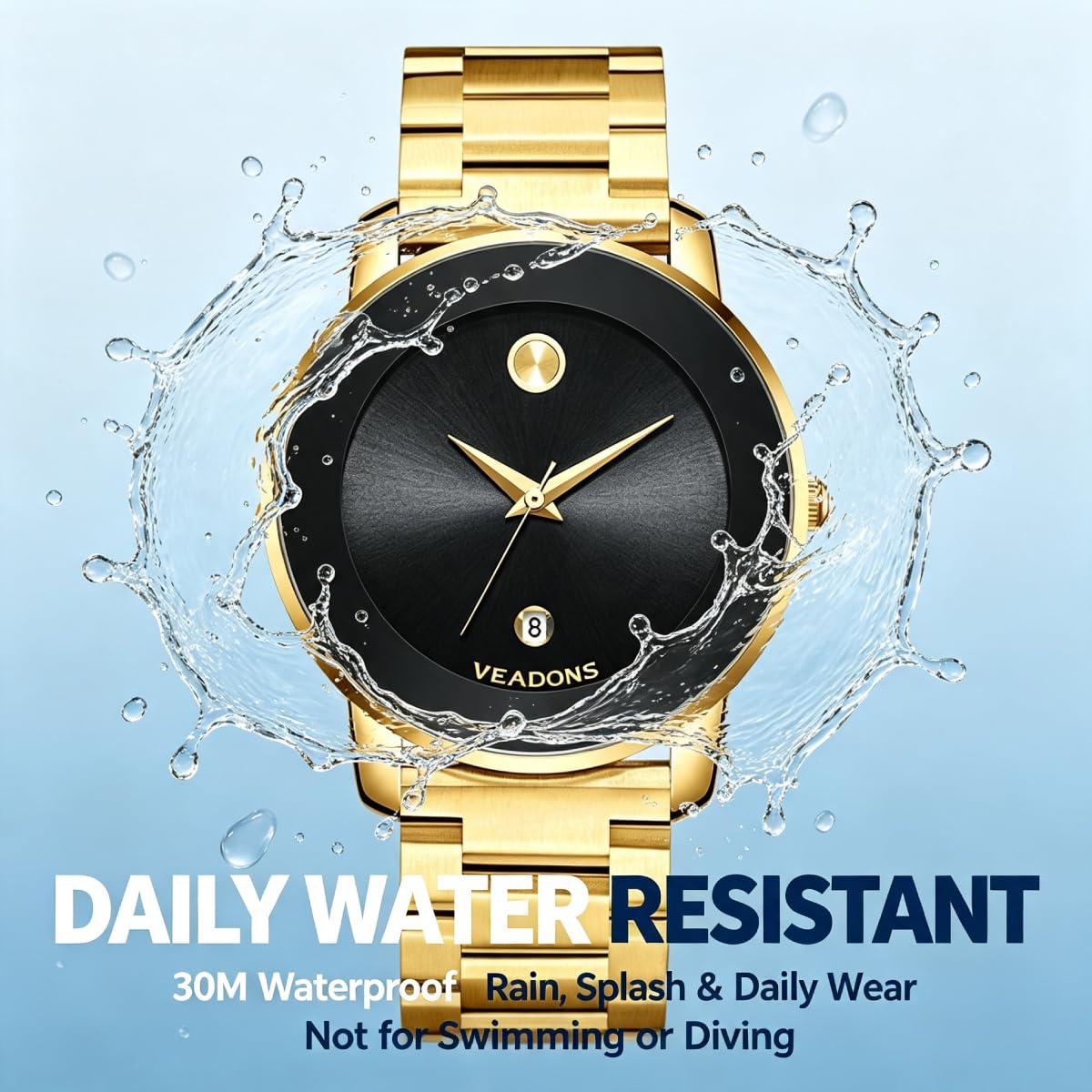 BOGEVNOR Unisex Watches Business Quartz Watches for Men and Women Round Stainless Steel Waterproof Ladies Watch with Dat