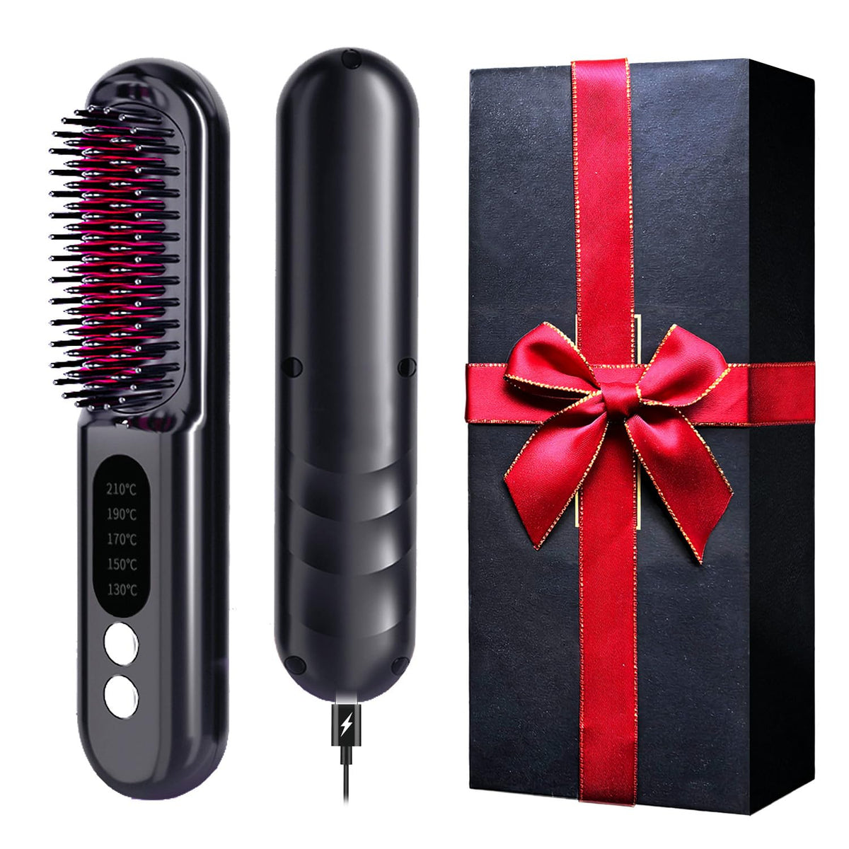 Mindrain Mini Cordless Hair Straightener Brush Pro A+, Portable Straightening Brush for Travel, Ionic Hot Comb Straighte