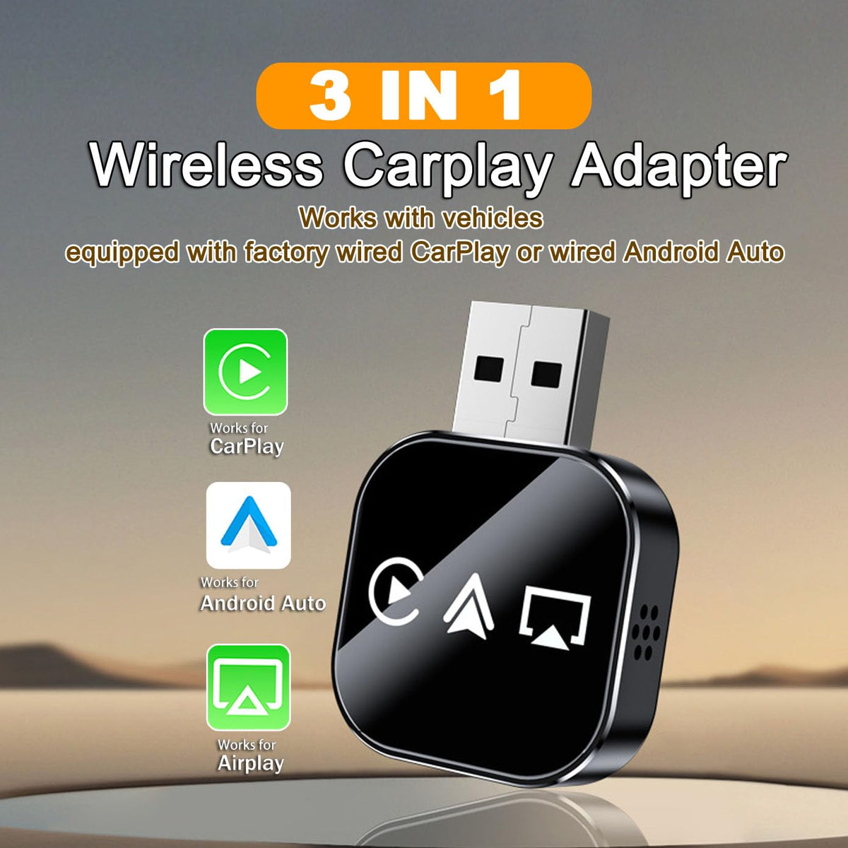 2026 Upgrade 3 in 1 Screen Mirror iOS Phone, Plug-and-Play Smart Car Interconnection Box with Fast 3s Connection, Voice 