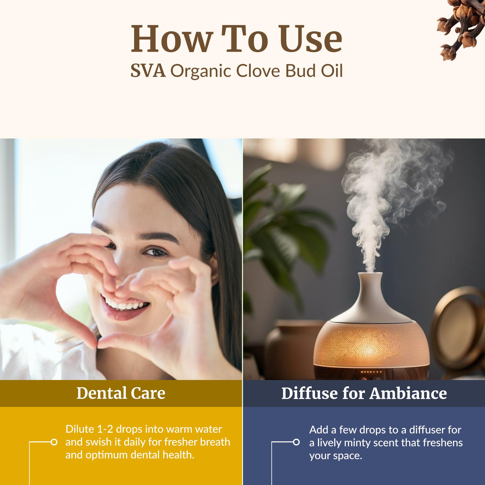 SVA Organics Organic Clove Bud Essential Oil 4oz Dropper