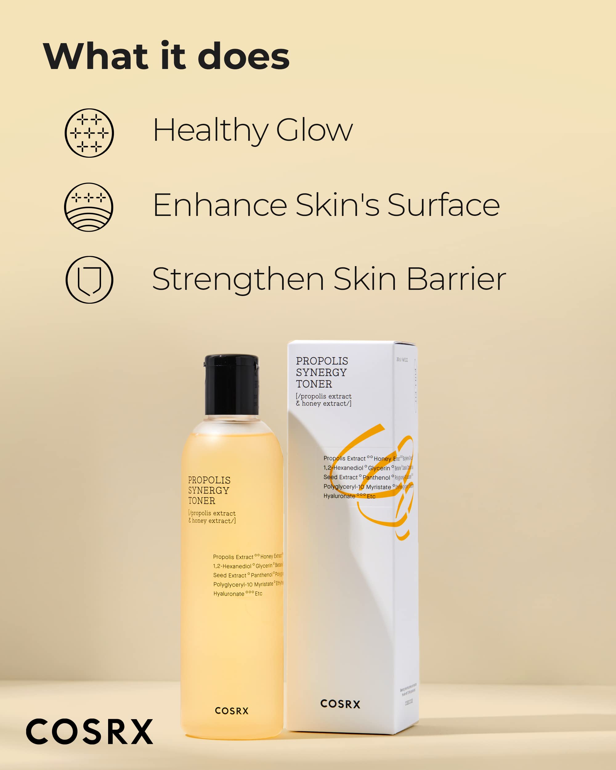 COSRX 72% Propolis Honey Toner, 3x Increase In Moisture Level, 9.46 fl.oz