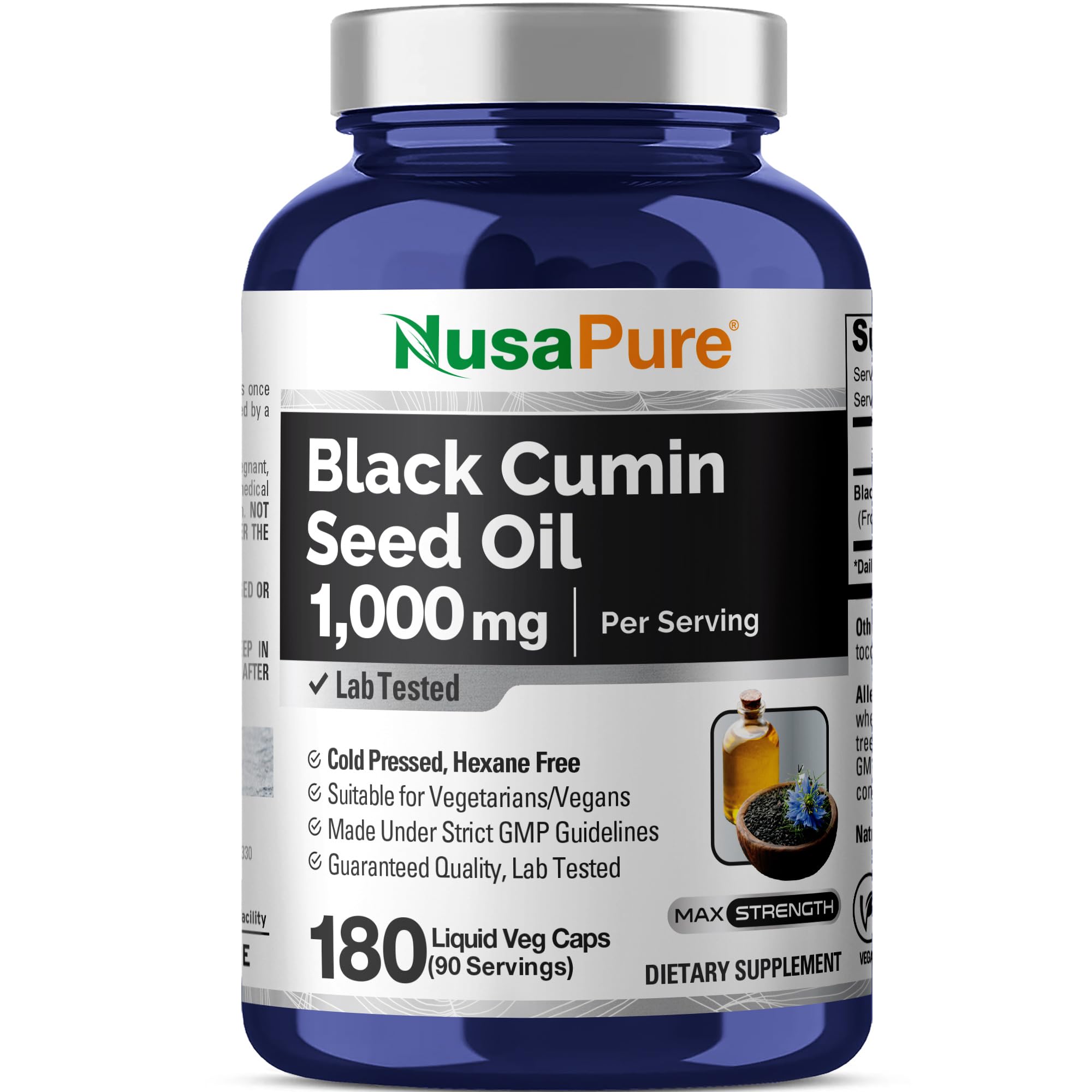 Black Cumin Seed Oil, 1000mg, 180 Liquid Veggie Capsules - 90 Servings